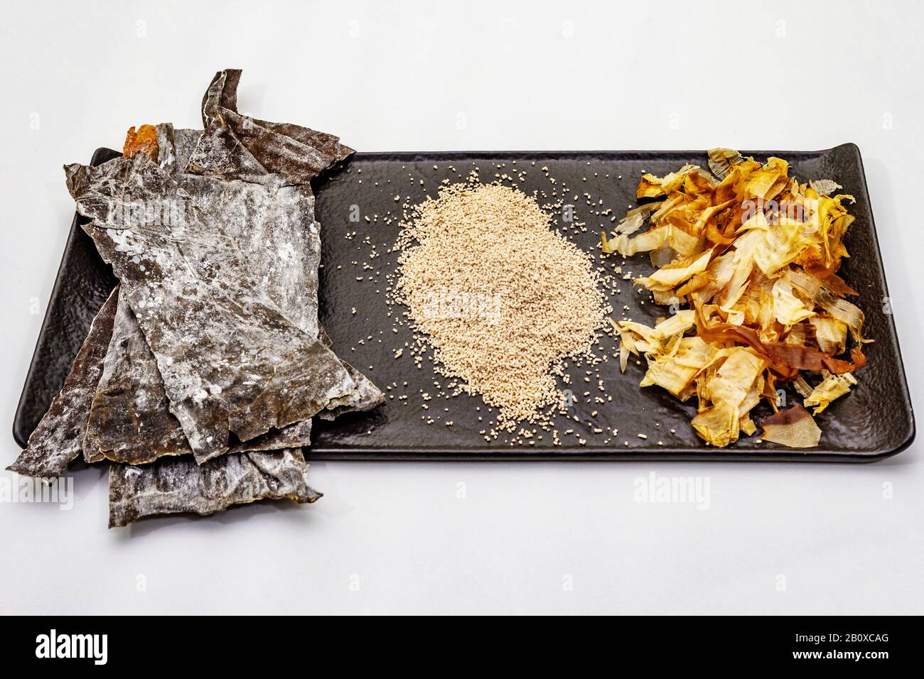 Set of traditional Japanese ingredient for cooking basic dashi broth