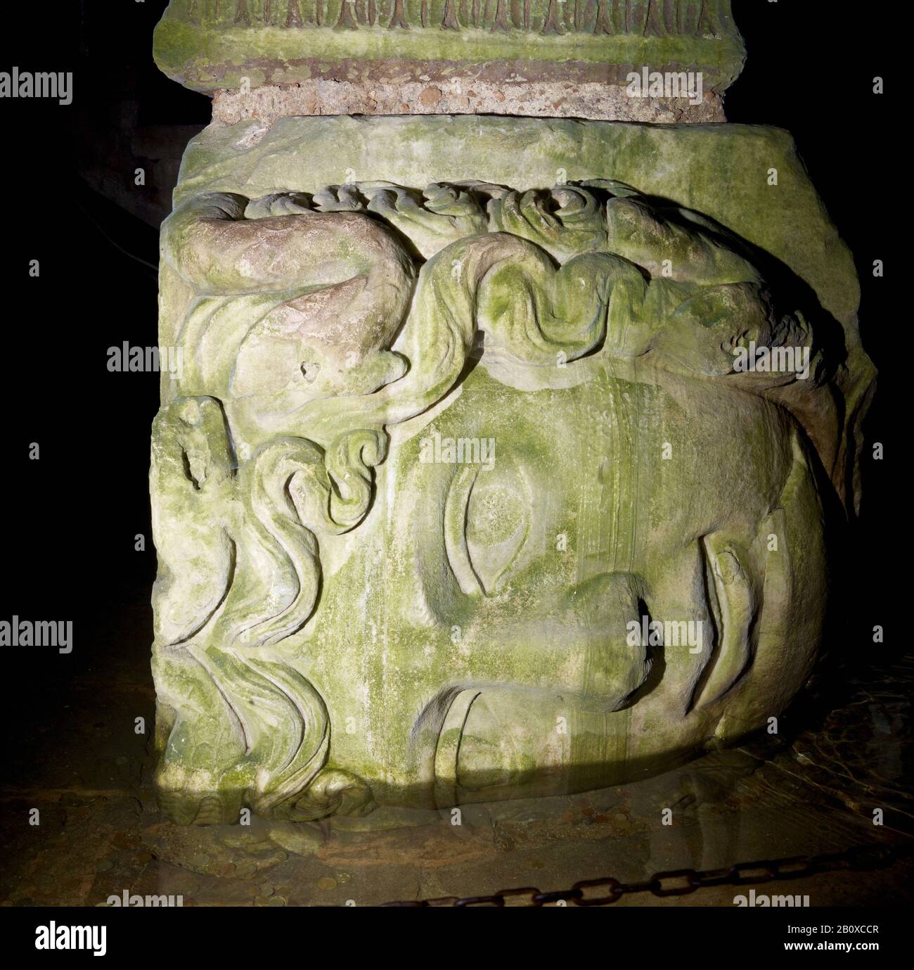 Medusa head, Basilica Cistern, Istanbul, Turkey, Stock Photo