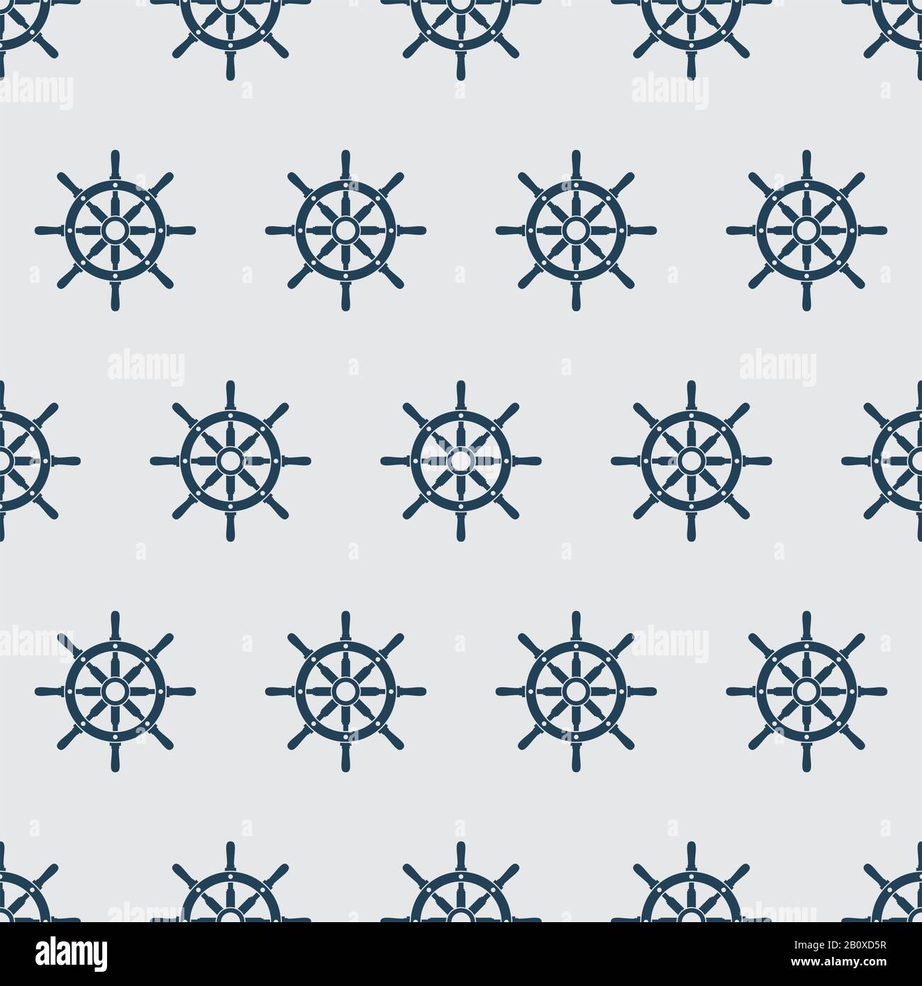 Ship helm vector seamless pattern. Helm, steering wheel seamless