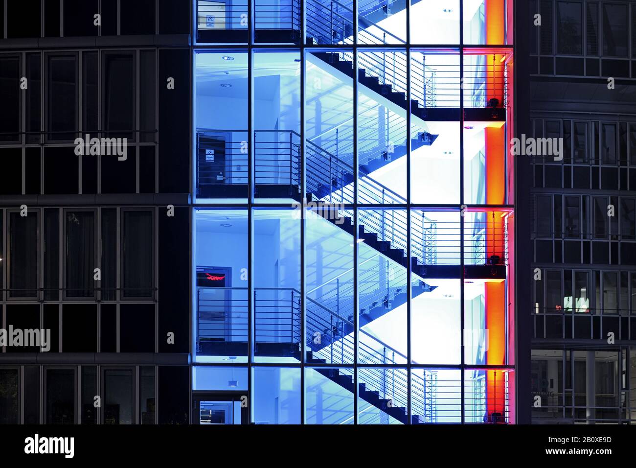 Illuminated company building of Talanx AG, Oval Office, Lichtfest City Nord, Hamburg, Germany, Stock Photo
