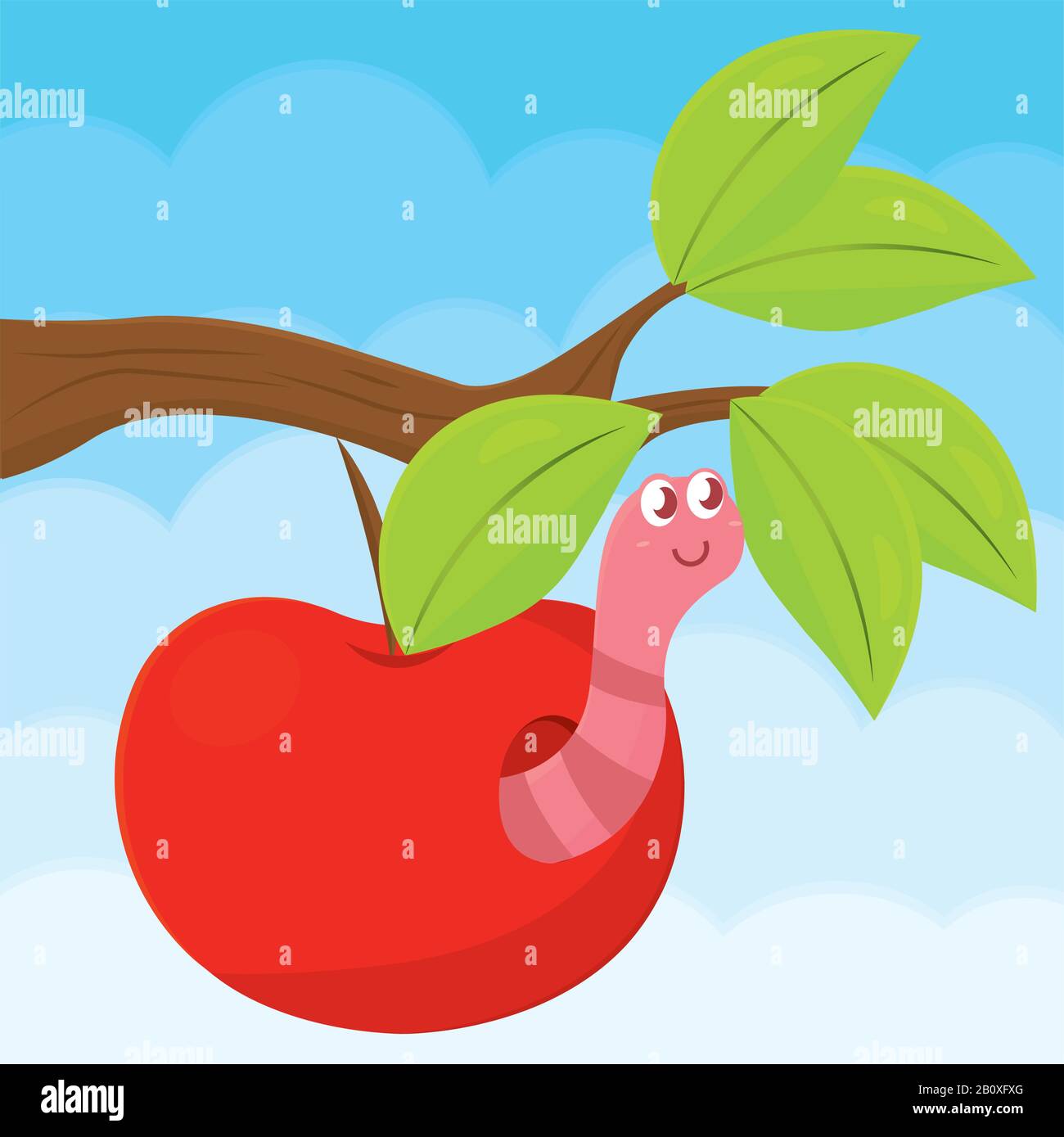 Cute worm in an apple Stock Vector Image & Art - Alamy