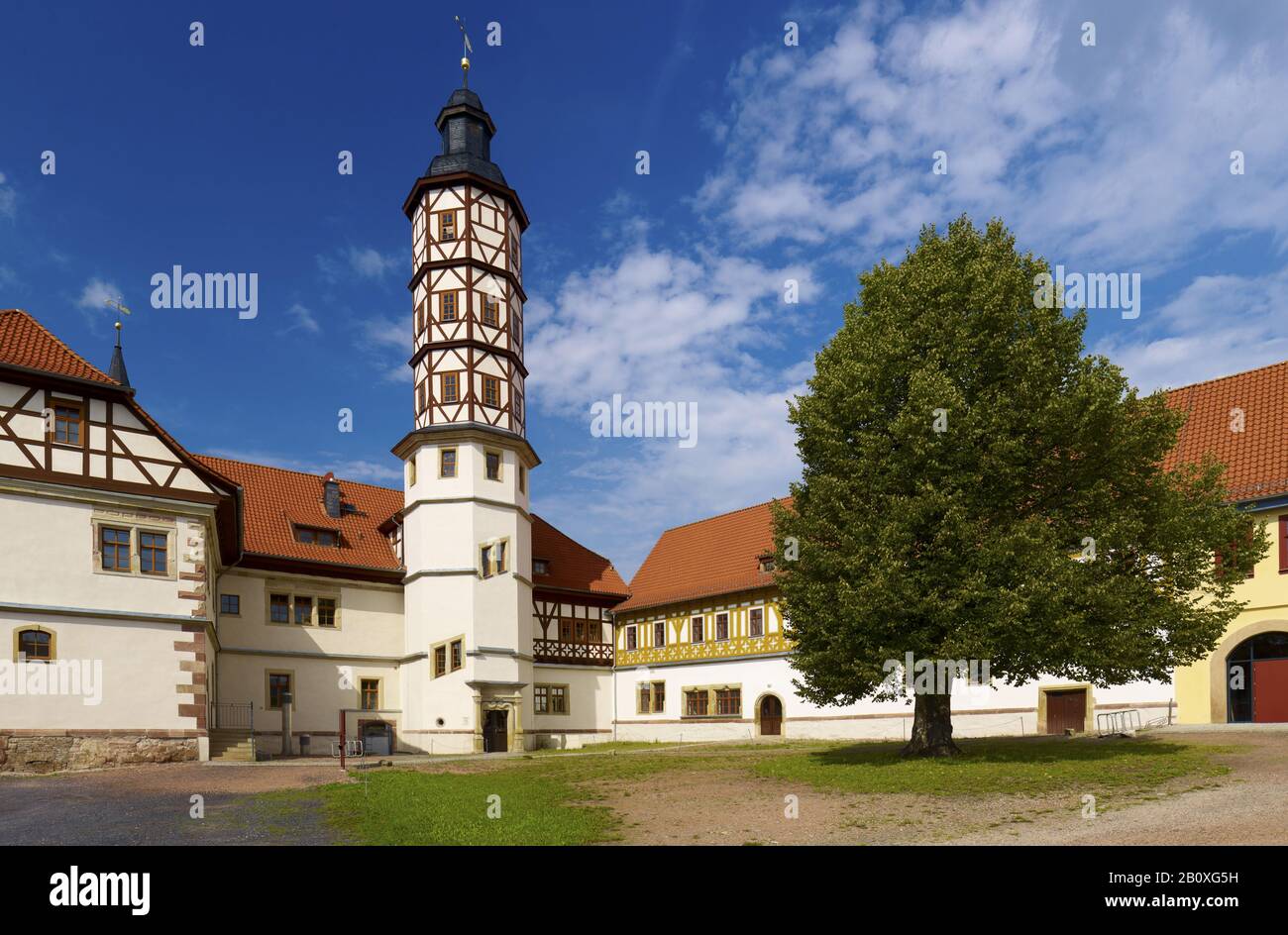 Renaissance castle Marksuhl, Wartburgkreis, Thuringia, Germany, Stock Photo