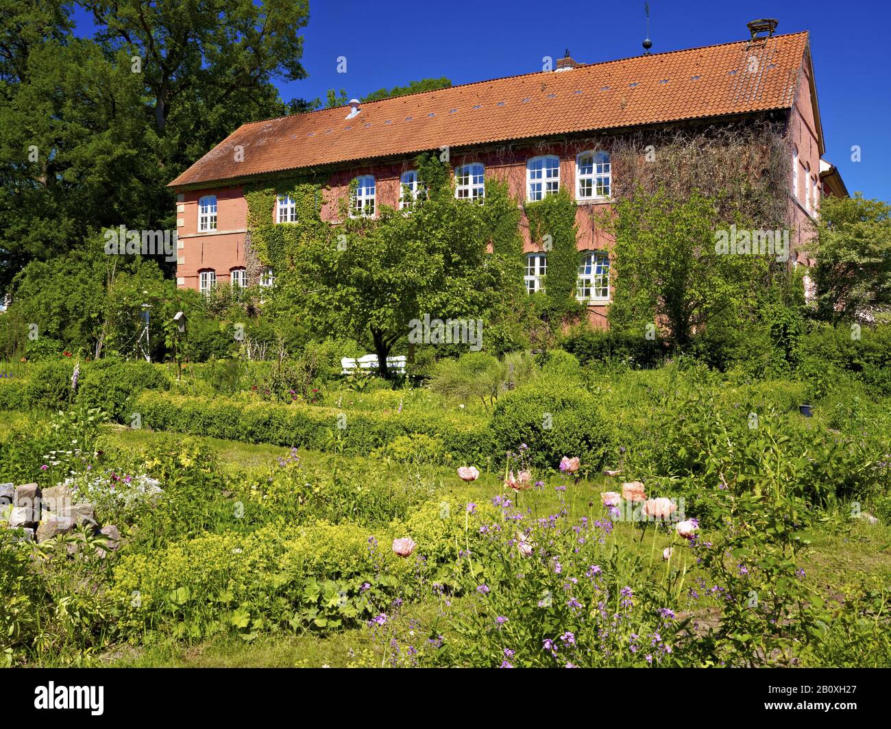 Garden of the district court in Ottersberg, district of Verden, Lower Saxony, Germany, Stock Photo