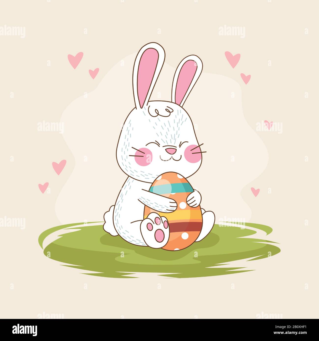 happy easter card with rabbit and egg painted Stock Vector Image & Art ...