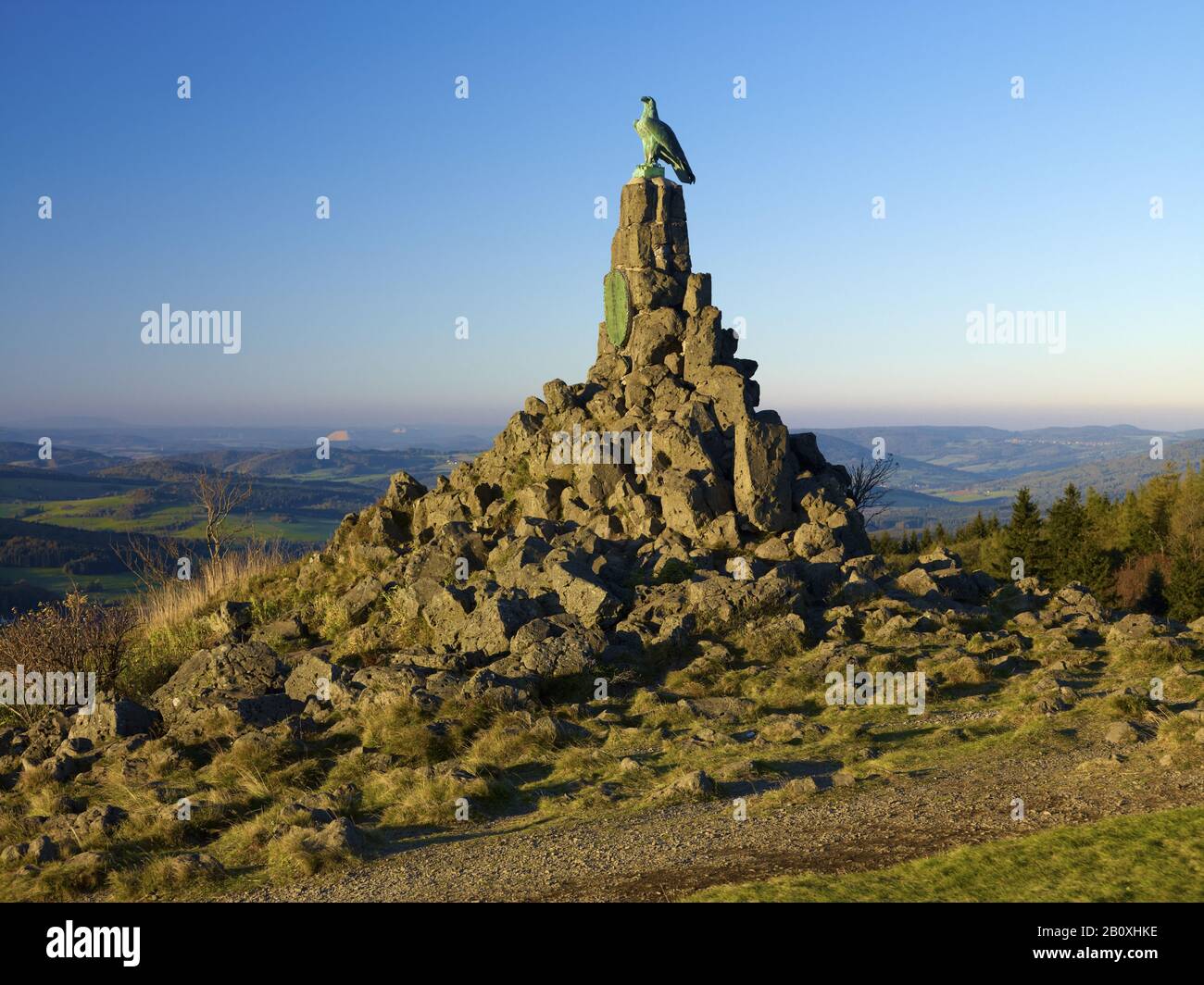 Aviation monument on the Wasserkuppe, Hohe Rhön, Fulda district, Hesse, Germany, Stock Photo