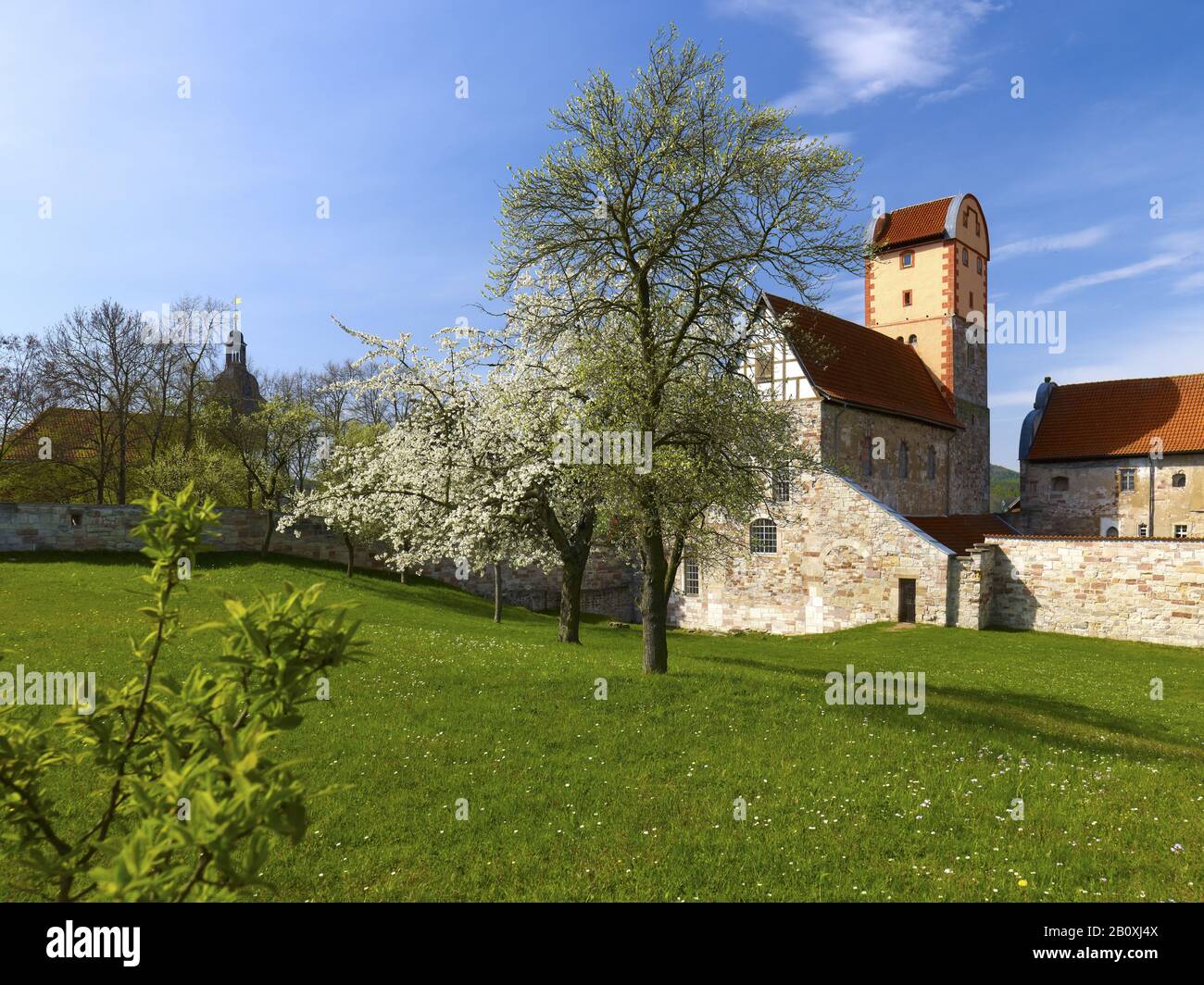 Romanesque basilica at Breitungen Castle / Werra, Schmalkalden-Meiningen district, Thuringia, Germany, Stock Photo