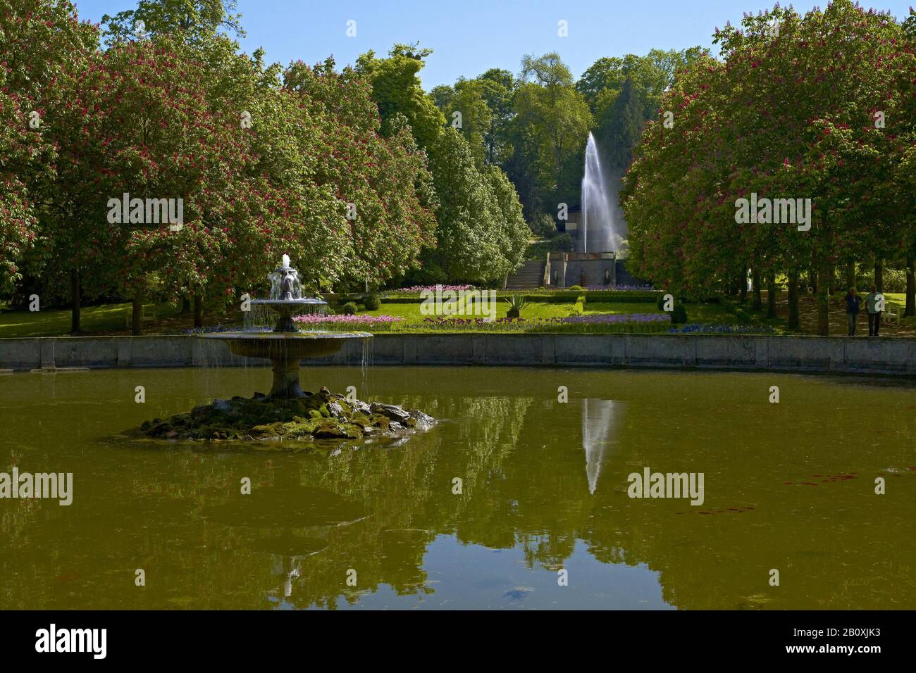 Water axis in Schlosspark Ballenstedt, Saxony-Anhalt, Germany, Stock Photo