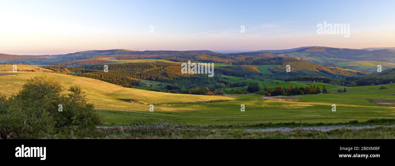 View from the Wasserkuppe, Hohe Rhön, county Fulda, Hesse, Germany, Stock Photo