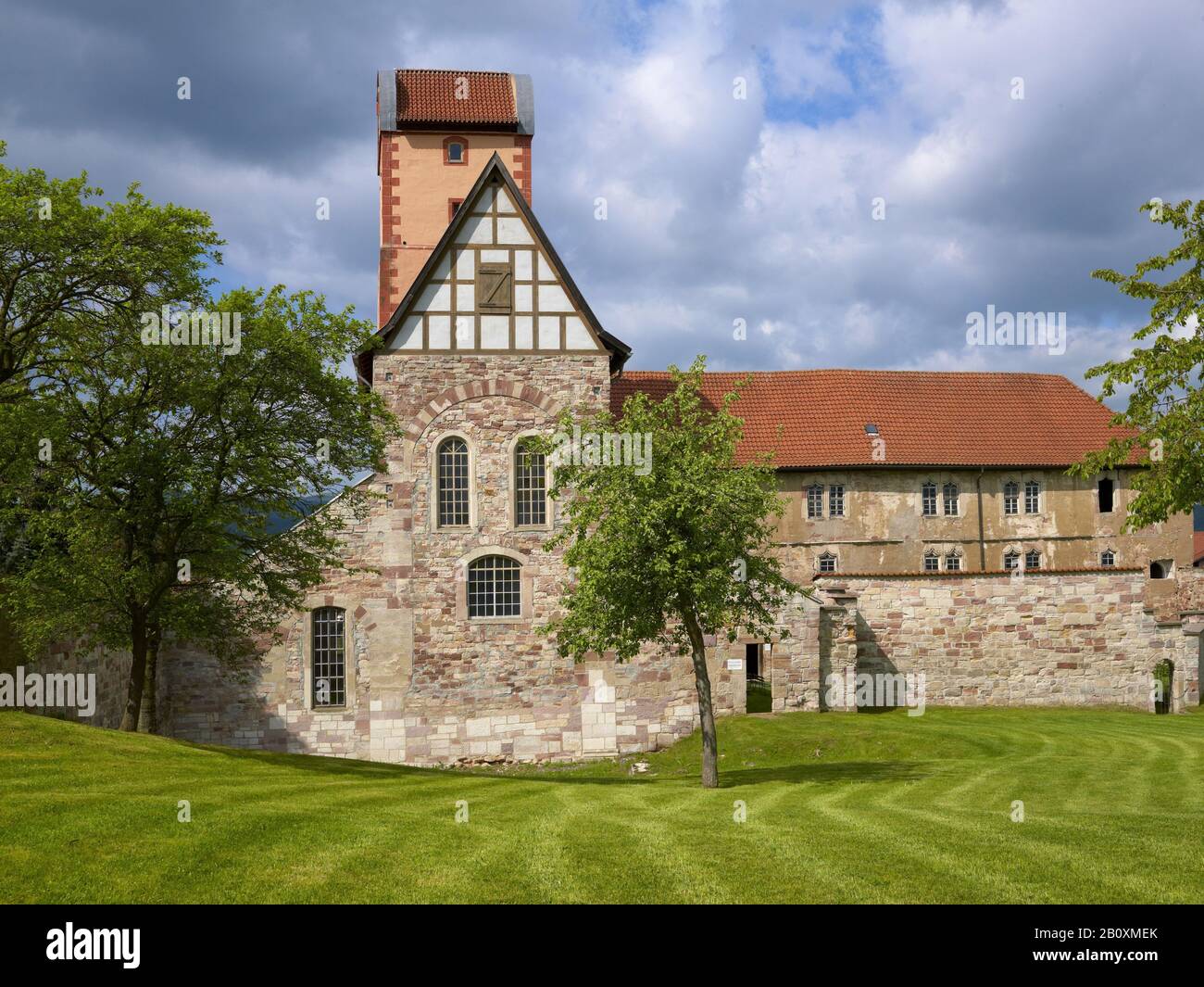 Romanesque basilica at Breitungen Castle / Werra, Schmalkalden-Meiningen district, Thuringia, Germany, Stock Photo