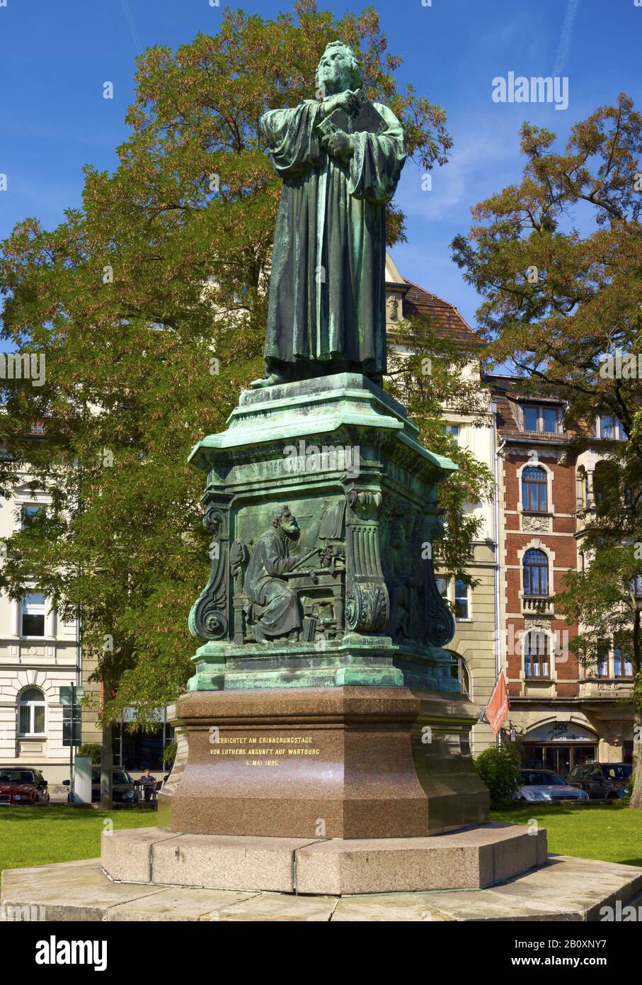Luther Monument at Karlsplatz, Eisenach, Thuringia, Germany, Stock Photo