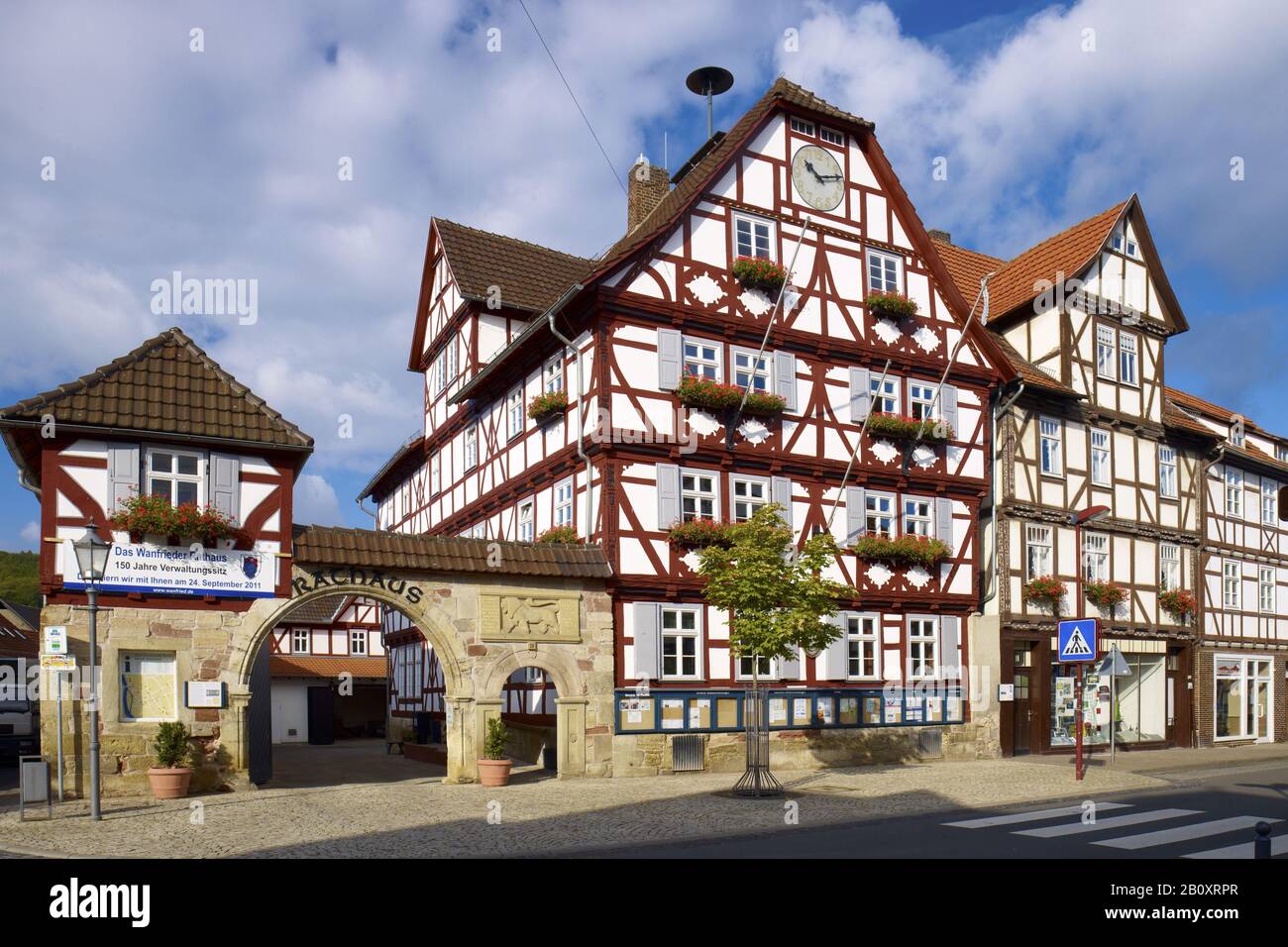 Town hall, Wanfried, Werra-Meißner district, Hesse, Germany, Stock Photo