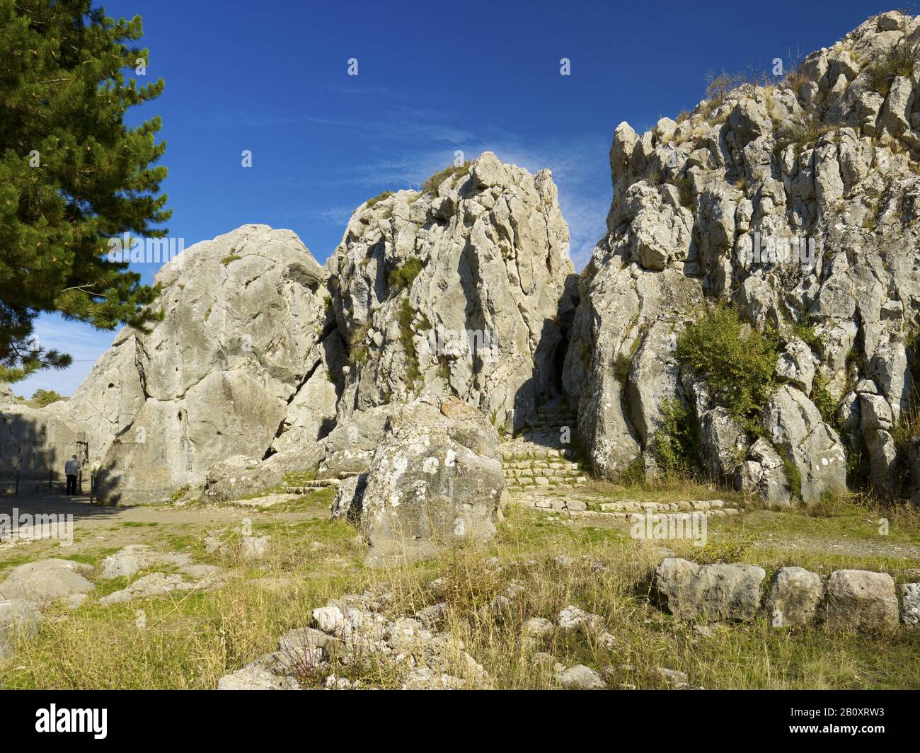 Hittite rock sanctuary, entrance, Yazilikaya, Bogazkale, Central Anatolia, Turkey, Stock Photo