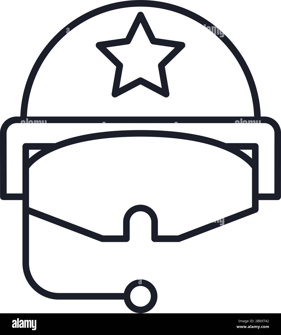 military force helmet with microphone line and fill style icon Stock ...