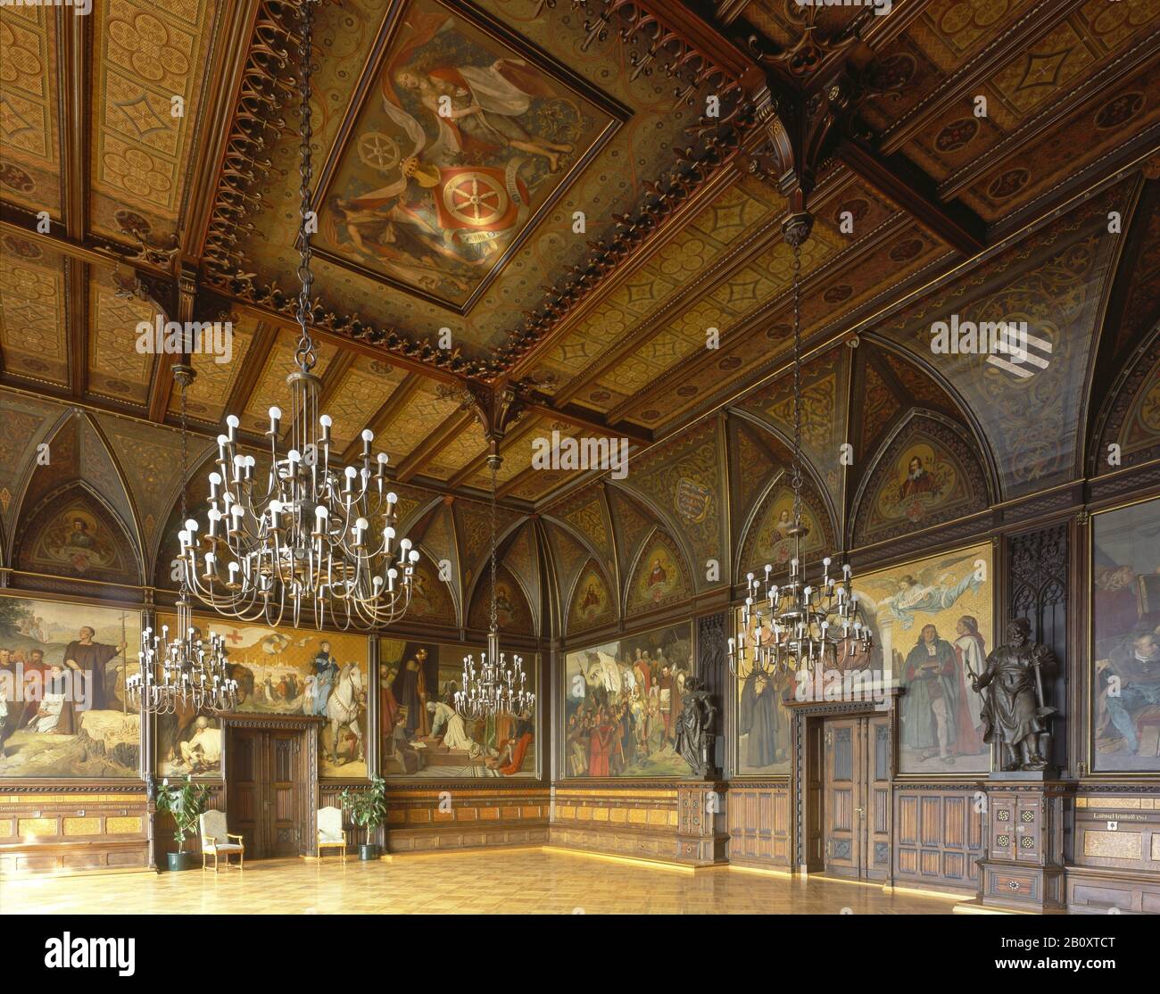 Ballroom in the town hall, Erfurt, Thuringia, Germany, Stock Photo