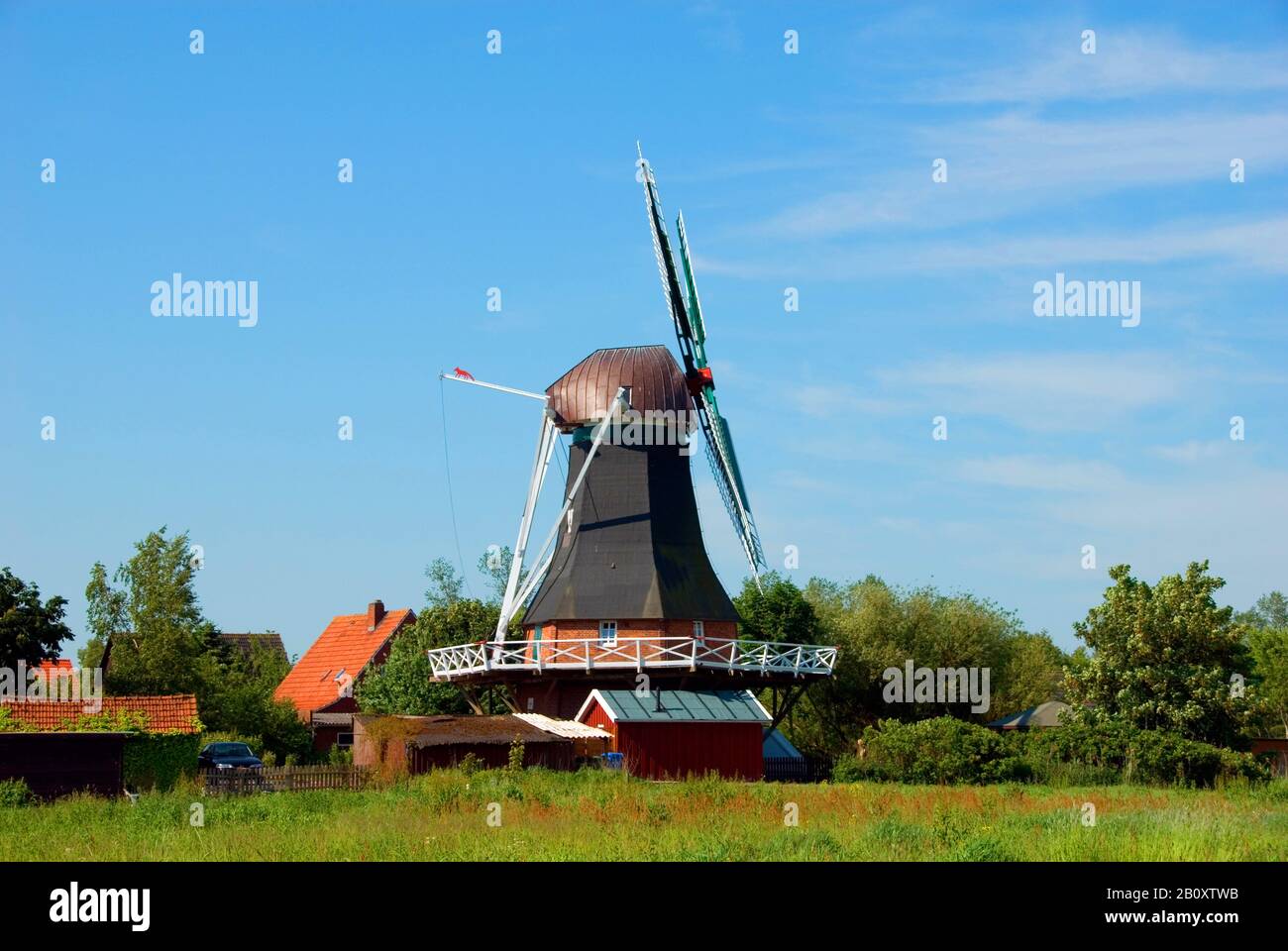 Wersterbur windmill, Germany, Lower Saxony, East Frisia, Dornumersiel Stock Photo