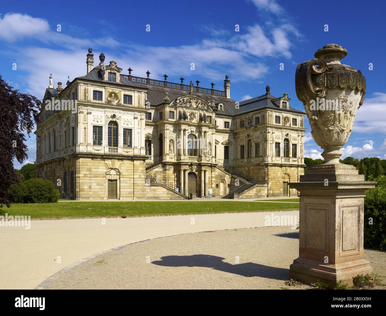 Palace with vase in the Großer Garten, Dresden, Saxony, Germany, Stock Photo
