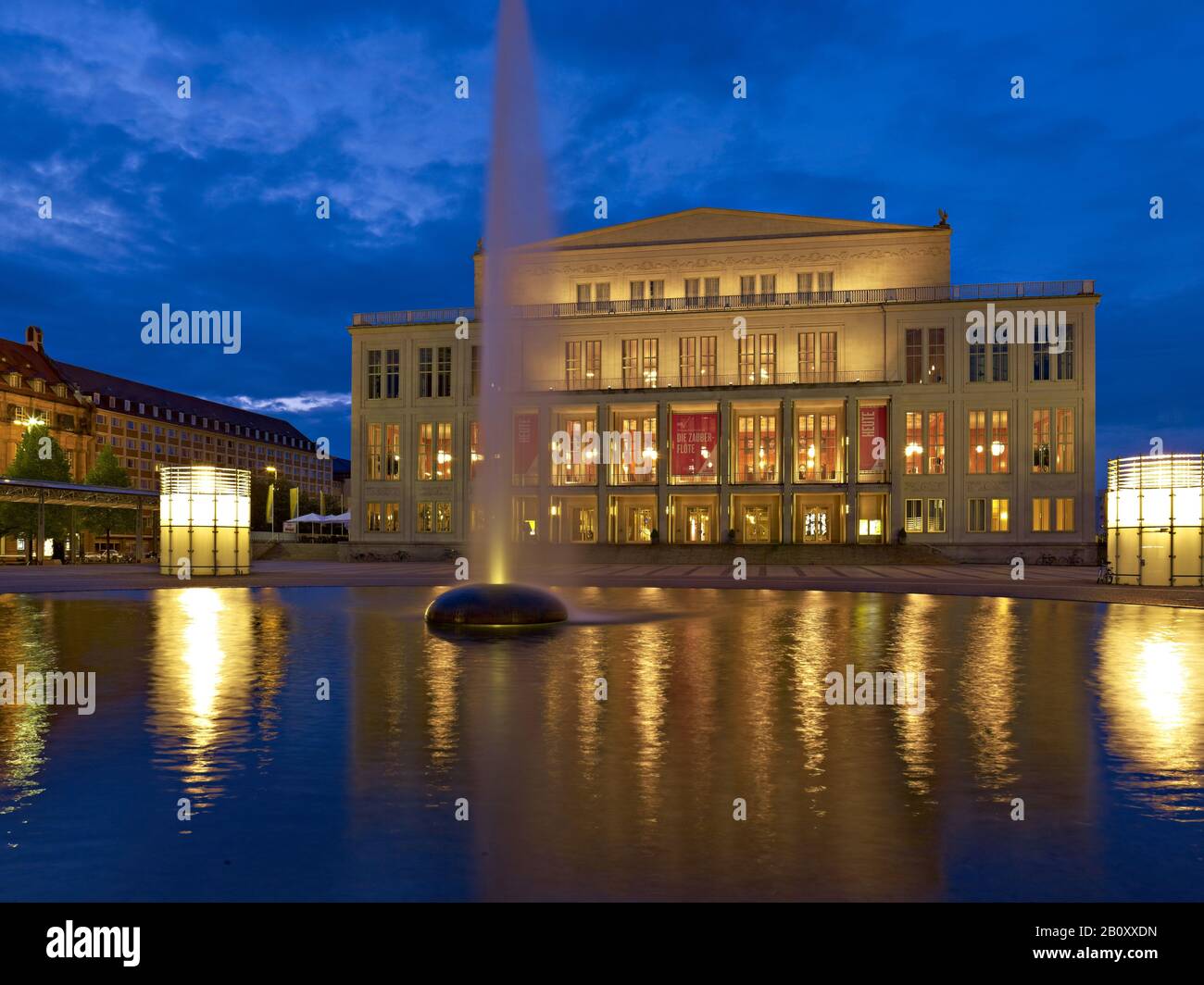 Augustusplatz with opera house in Leipzig, Saxony, Germany, Stock Photo