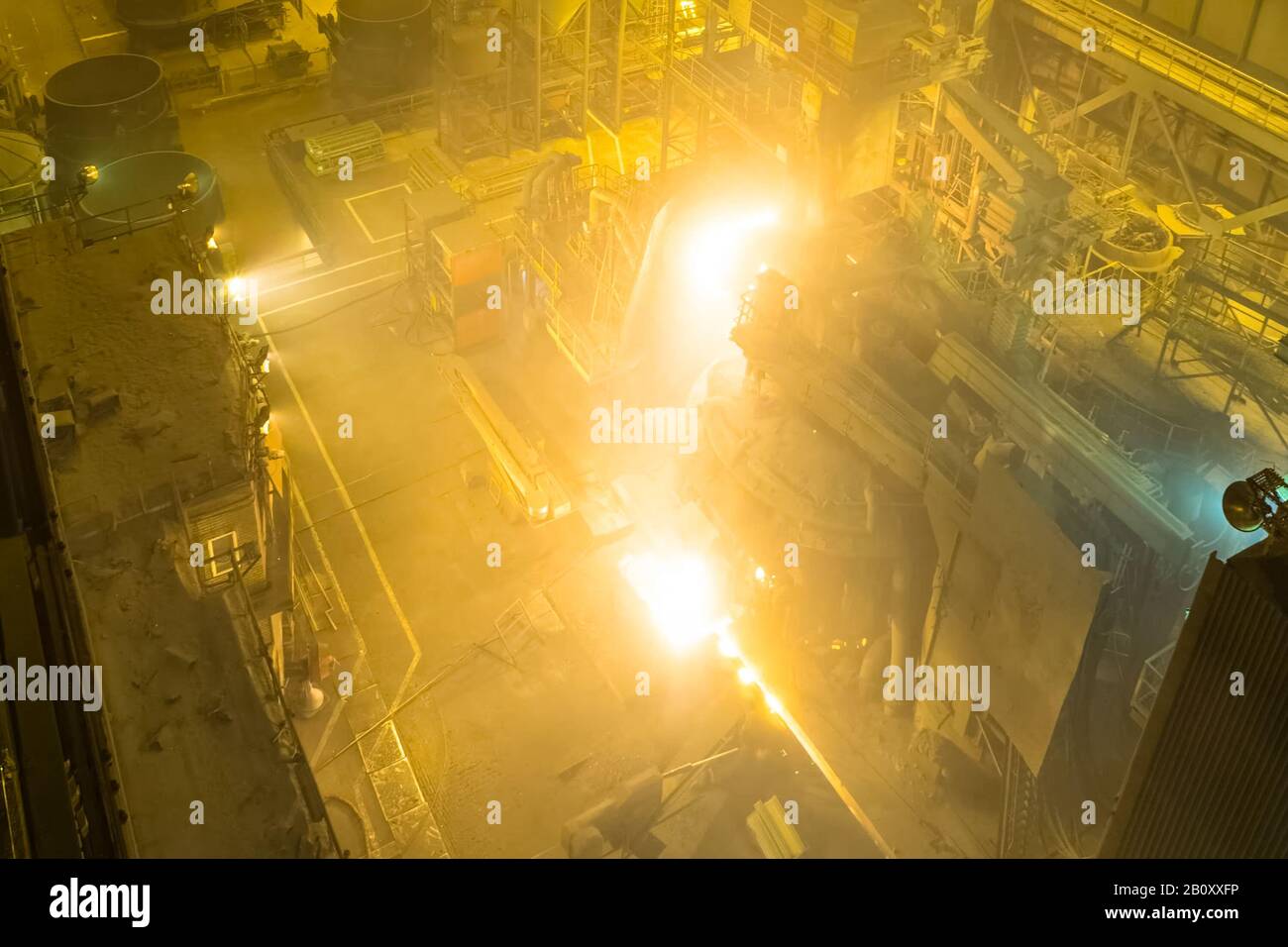 Electric arc furnace. Steel melting plant. Metal foundry Stock Photo