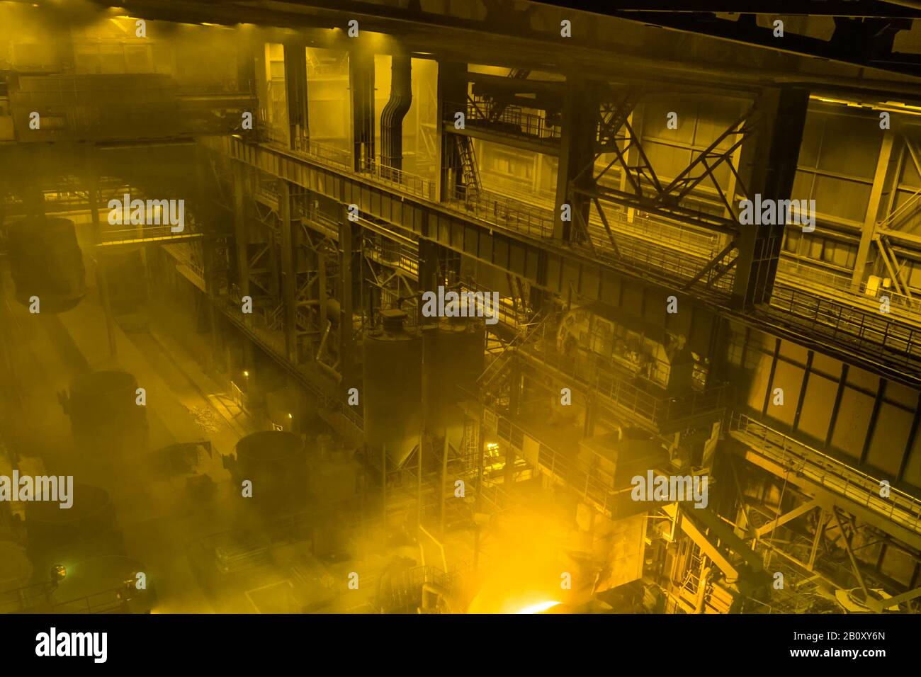 Electric arc furnace. Steel melting plant. Metal foundry Stock Photo
