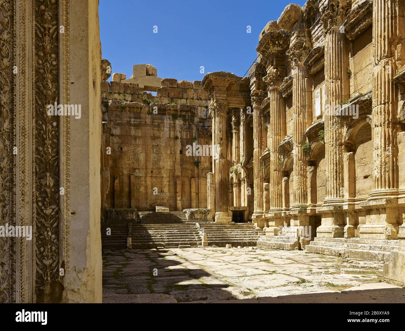 Inside Of The Bacchus Temple In The Ancient City Of Baalbek, Lebanon ...