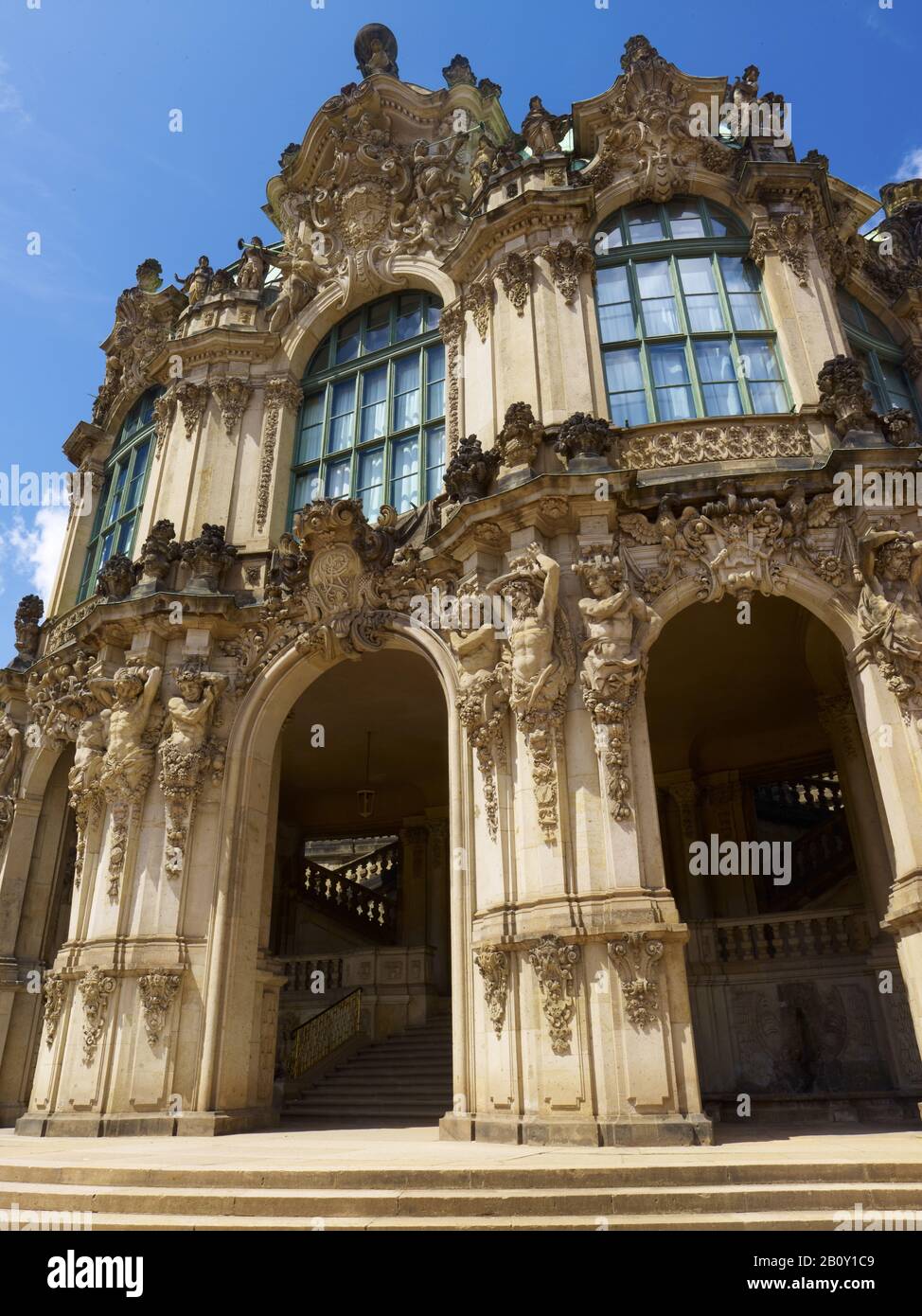 Wall pavilion of the Zwinger, Dresden, Saxony, Germany, Stock Photo