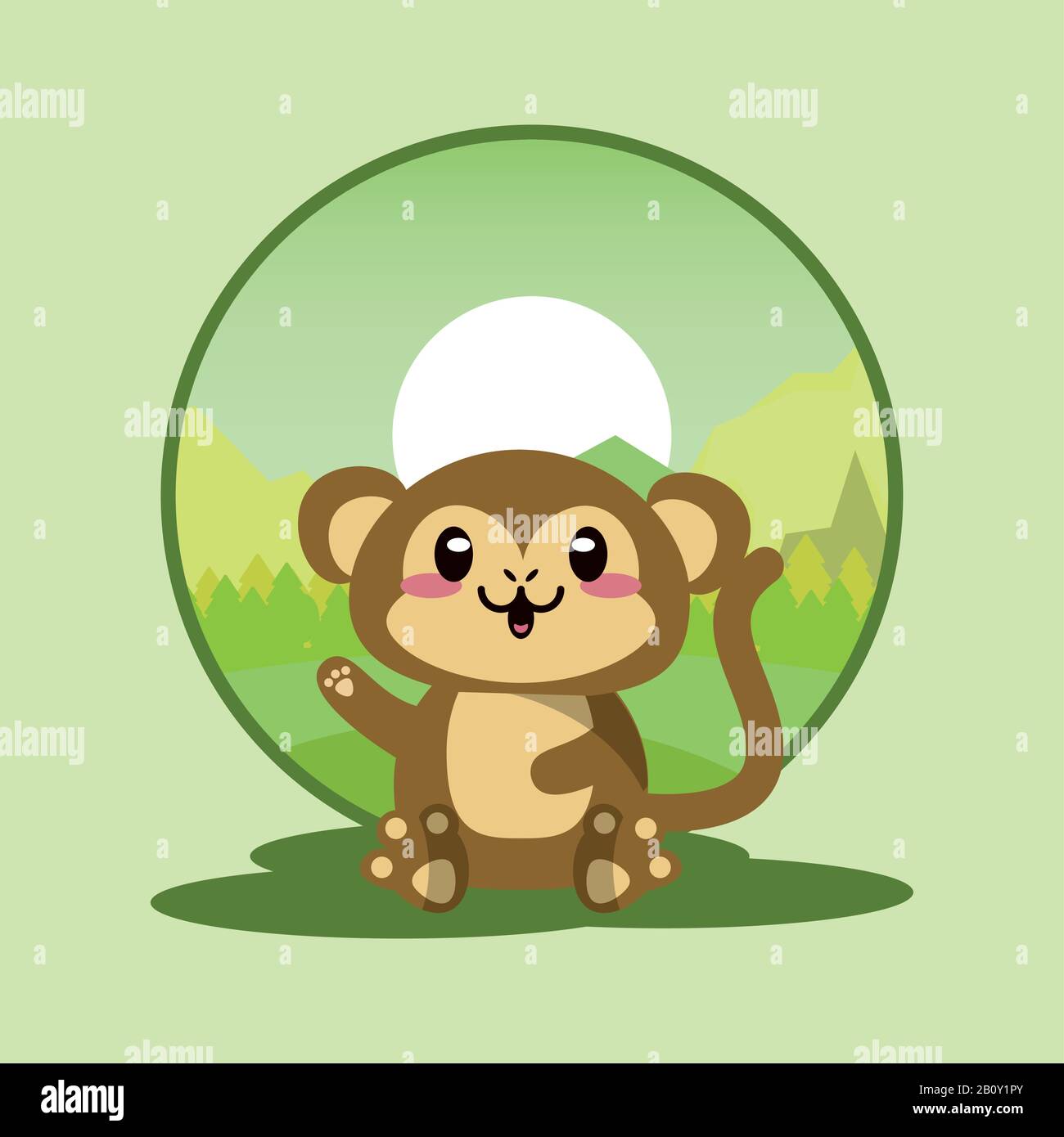 cute monkey wild animal character icon Stock Vector Image & Art - Alamy