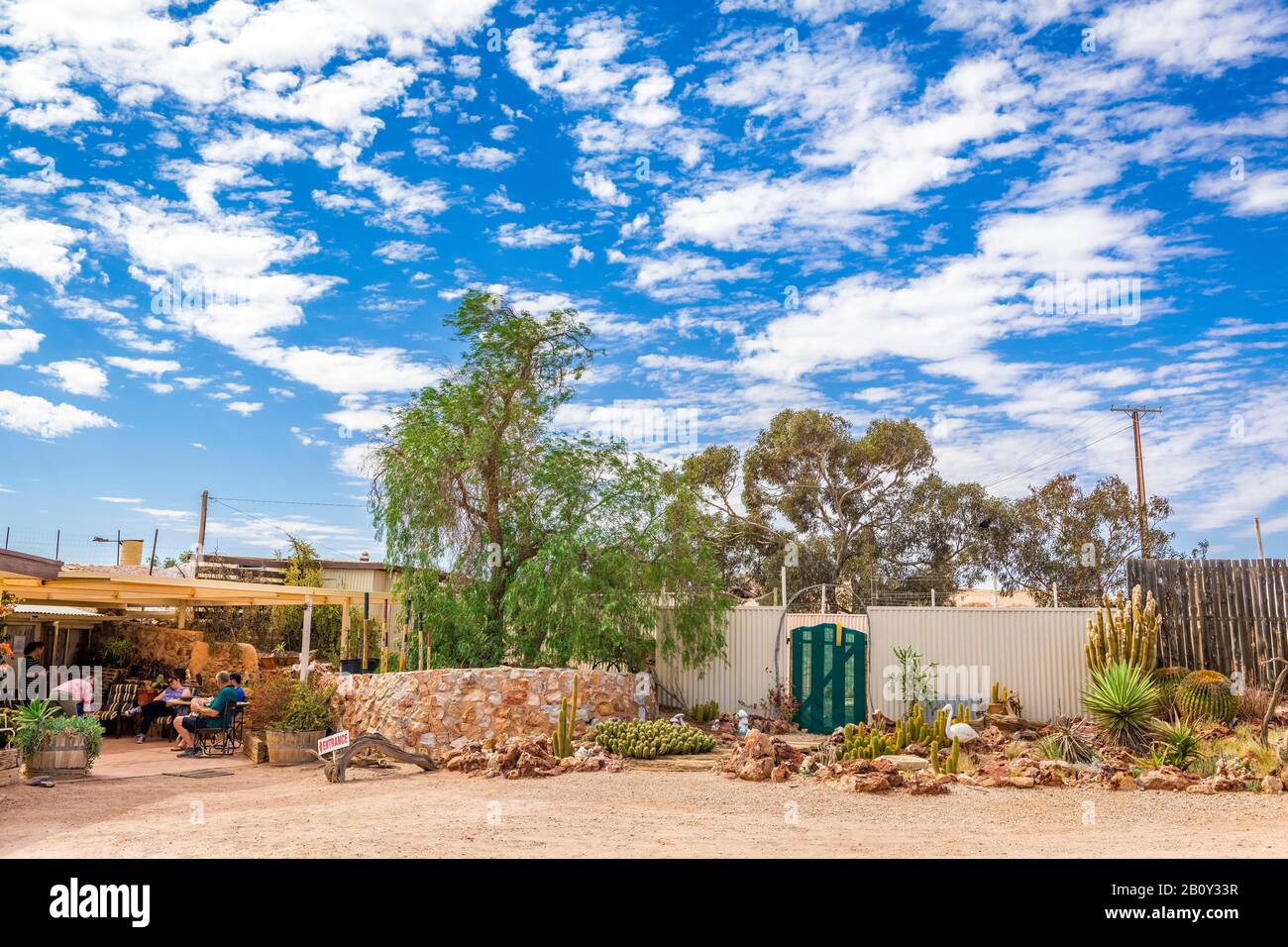 Backyard to Faye's Underground Home in Coober Pedy, South Australia. Stock Photo