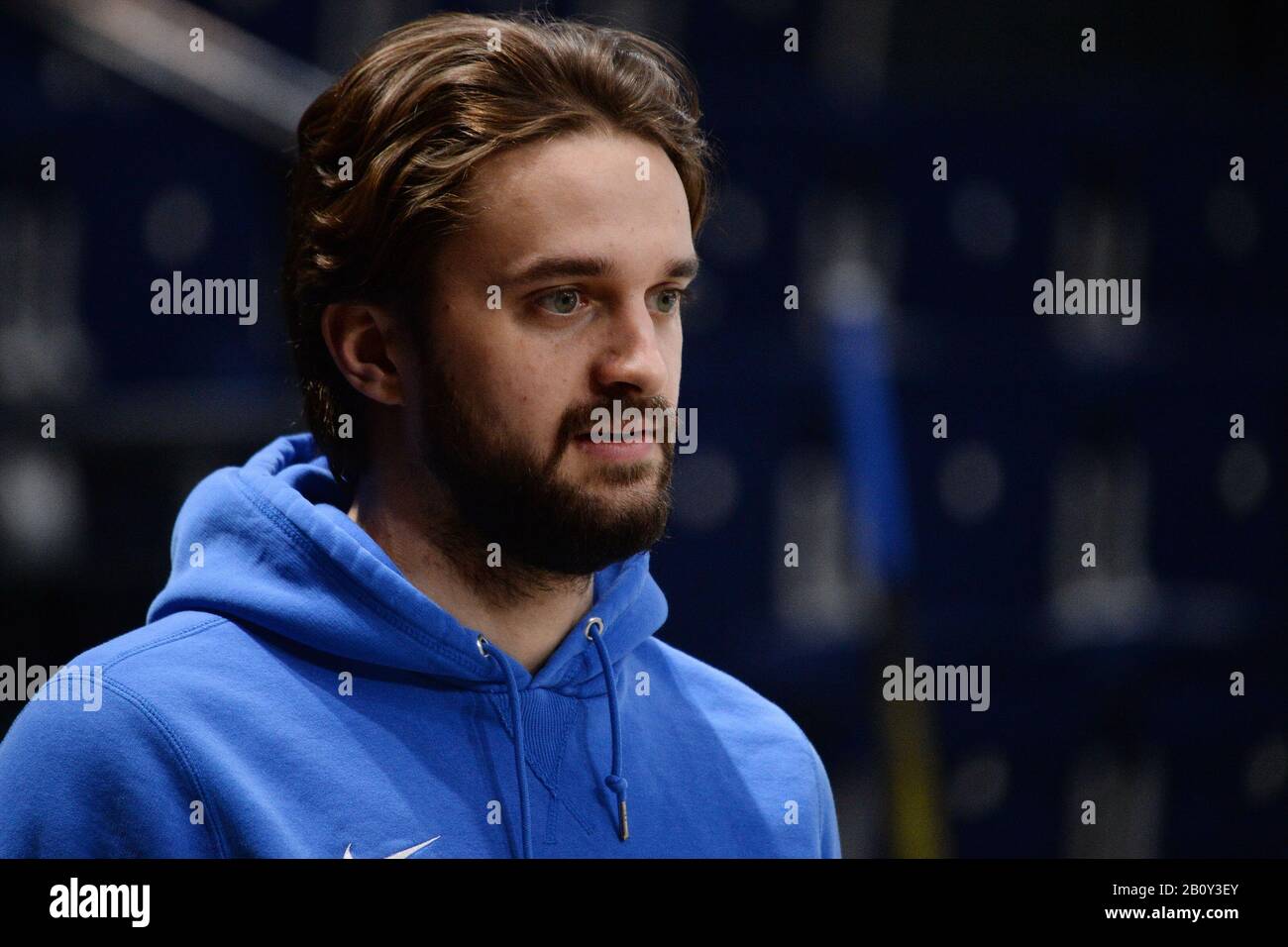 21.2.2020, Zürich, Hallenstadion, NL: ZSC Lions - HC Ambrì Piotta, forward Dominik Diem (ZSC) warms upZSC plays at home vs HC Ambri-Piotta for one of the last home game in NLA regular season 2020. ZSC Lions Zurich host HC Ambri Piotta. Lions won 3-1 after a hard game. (Photo by Sergio Brunetti/Pacific Press) Stock Photo