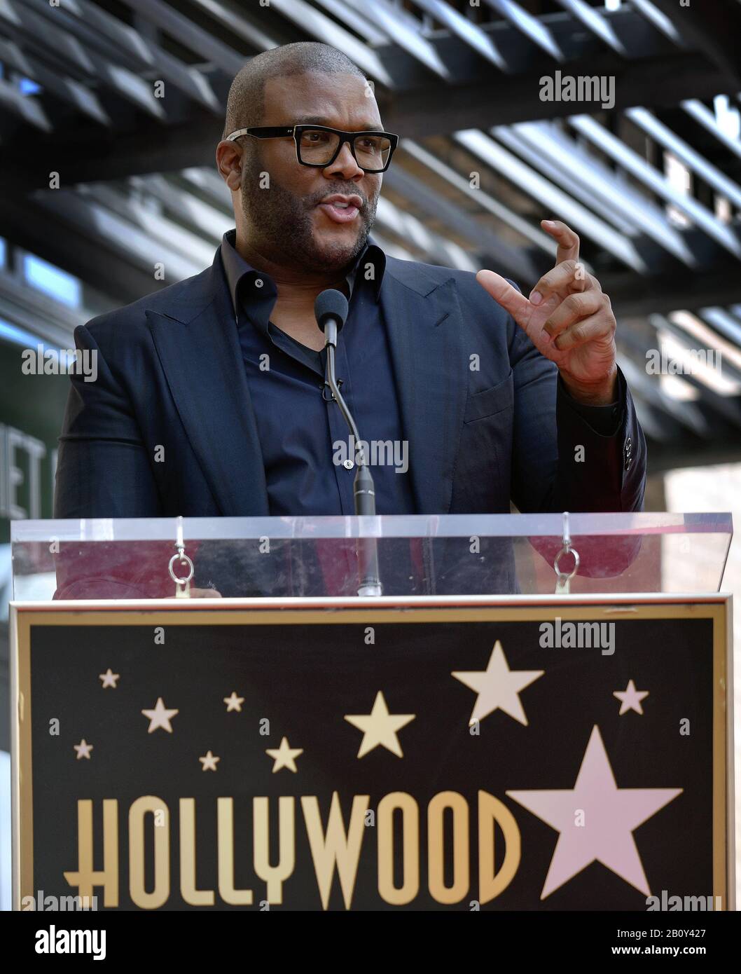 Los Angeles, United States. 21st Feb, 2020. Tyler Perry attends the star unveiling ceremony honoring Dr. Phil McGraw with the 2,688th star on the Hollywood Walk of Fame in Los Angeles, California on February 21, 2020. Photo by Chris Chew/UPI Credit: UPI/Alamy Live News Stock Photo