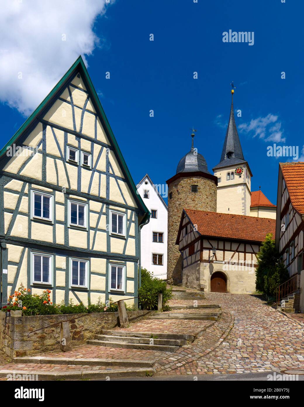 Church entrance to the church castle in Nordheim vor der Rhön, Rhön