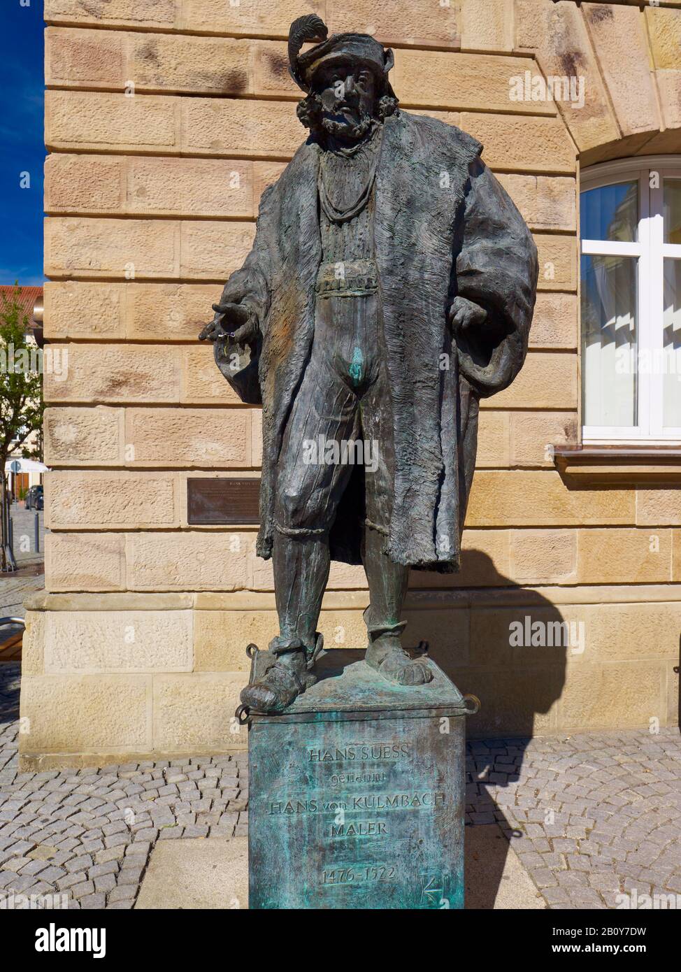 Sculpture by Hans Suess, also Hans von Kulmbach, at the market square, Upper Franconia, Bavaria, Germany, Stock Photo