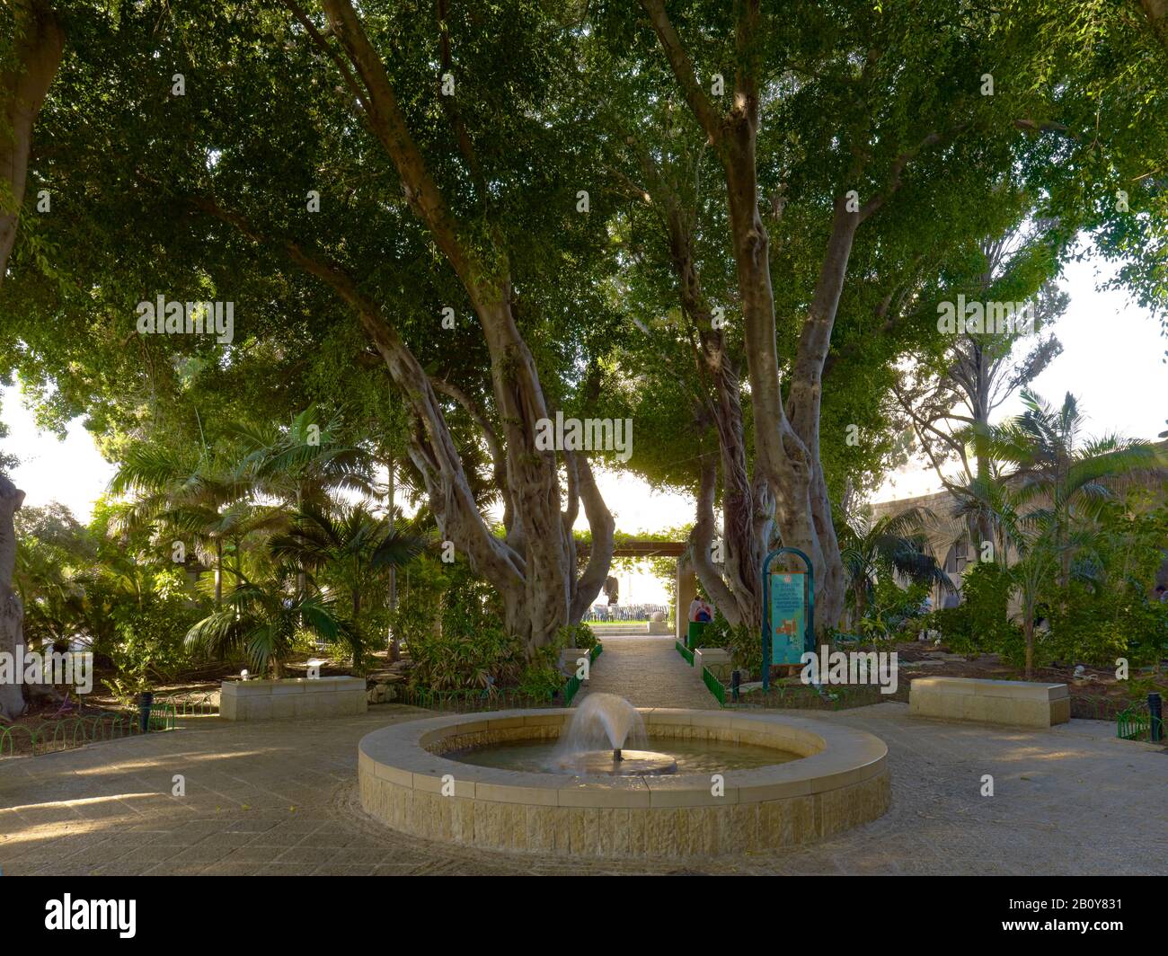 Magic garden of the citadel in Akko with a small water feature, Israel, Middle East, Stock Photo