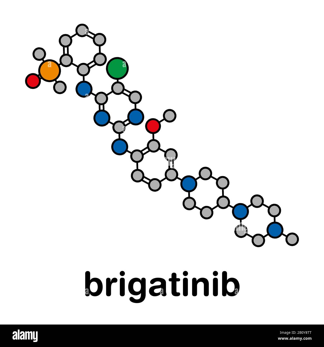 Brigatinib cancer drug molecule, illustration Stock Photo