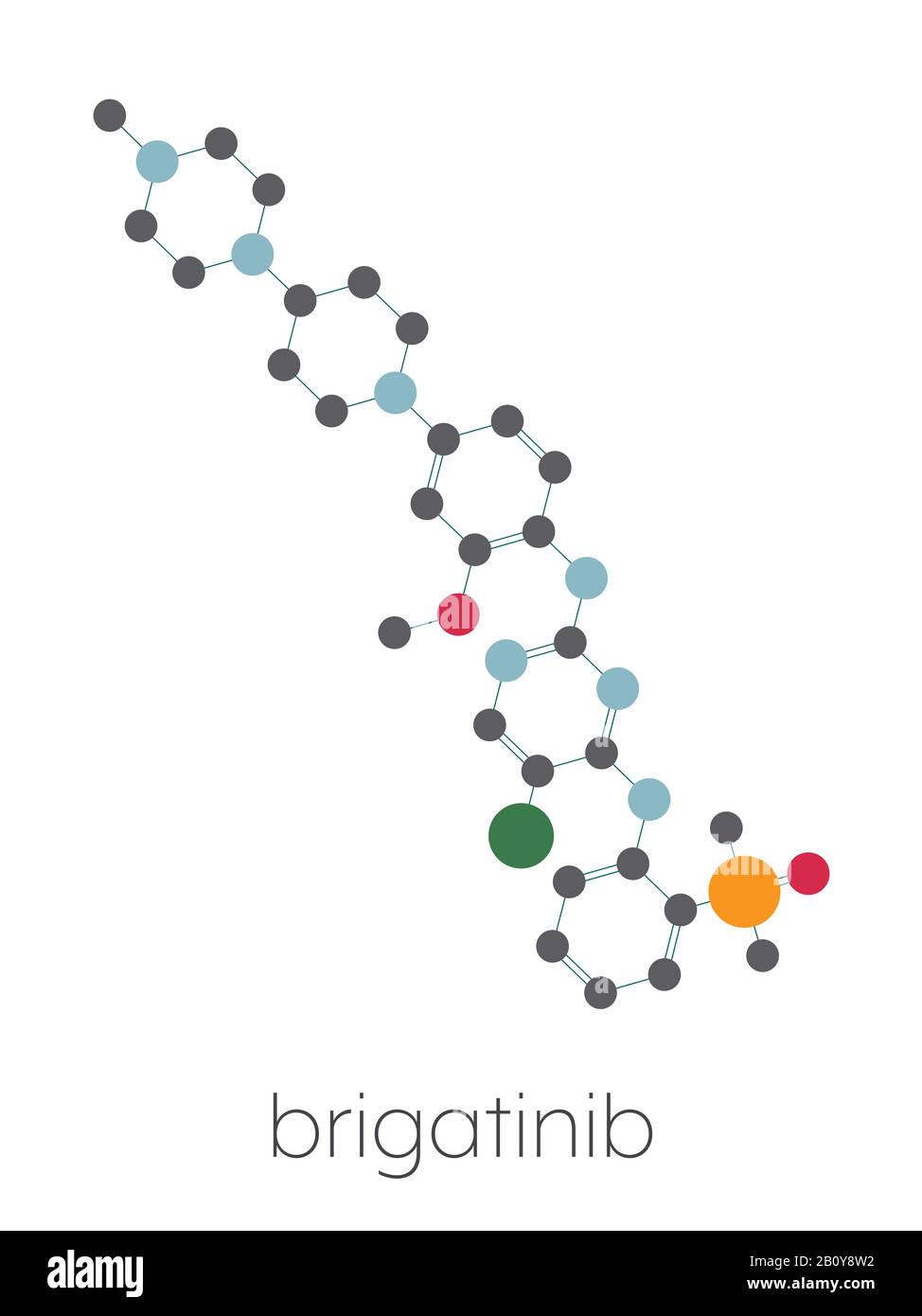 Brigatinib cancer drug molecule, illustration Stock Photo
