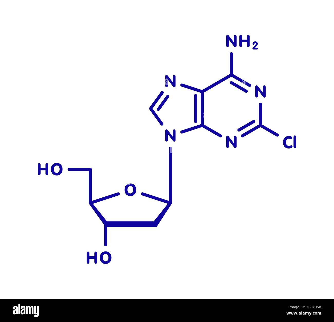 Cladribine cancer drug molecule, illustration Stock Photo