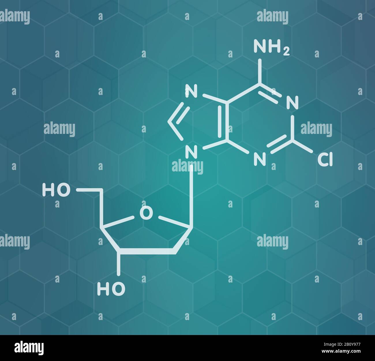 Cladribine cancer drug molecule, illustration Stock Photo