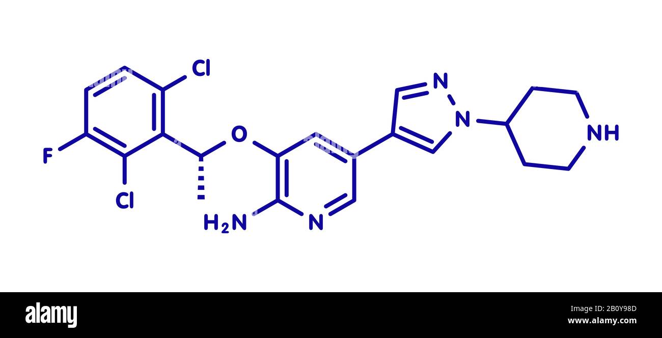 Crizotinib anti-cancer drug molecule, illustration Stock Photo