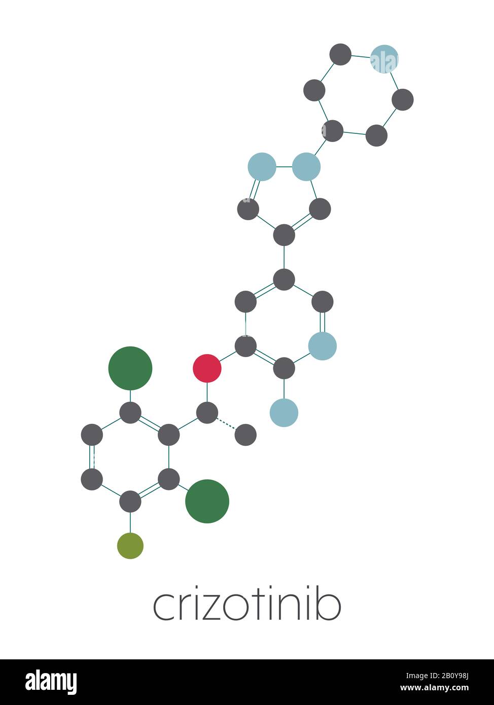 Crizotinib anti-cancer drug molecule, illustration Stock Photo