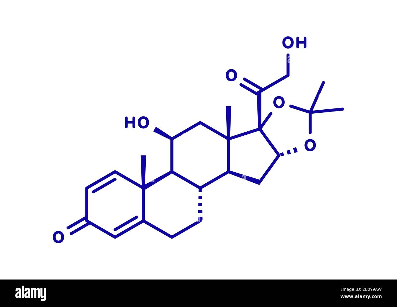 Desonide topical corticosteroid drug molecule, illustration Stock Photo