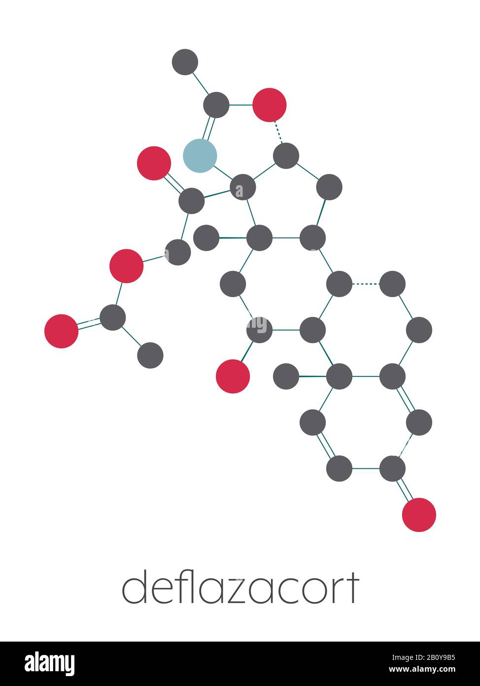 Deflazacort glucocorticoid drug molecule, illustration Stock Photo - Alamy