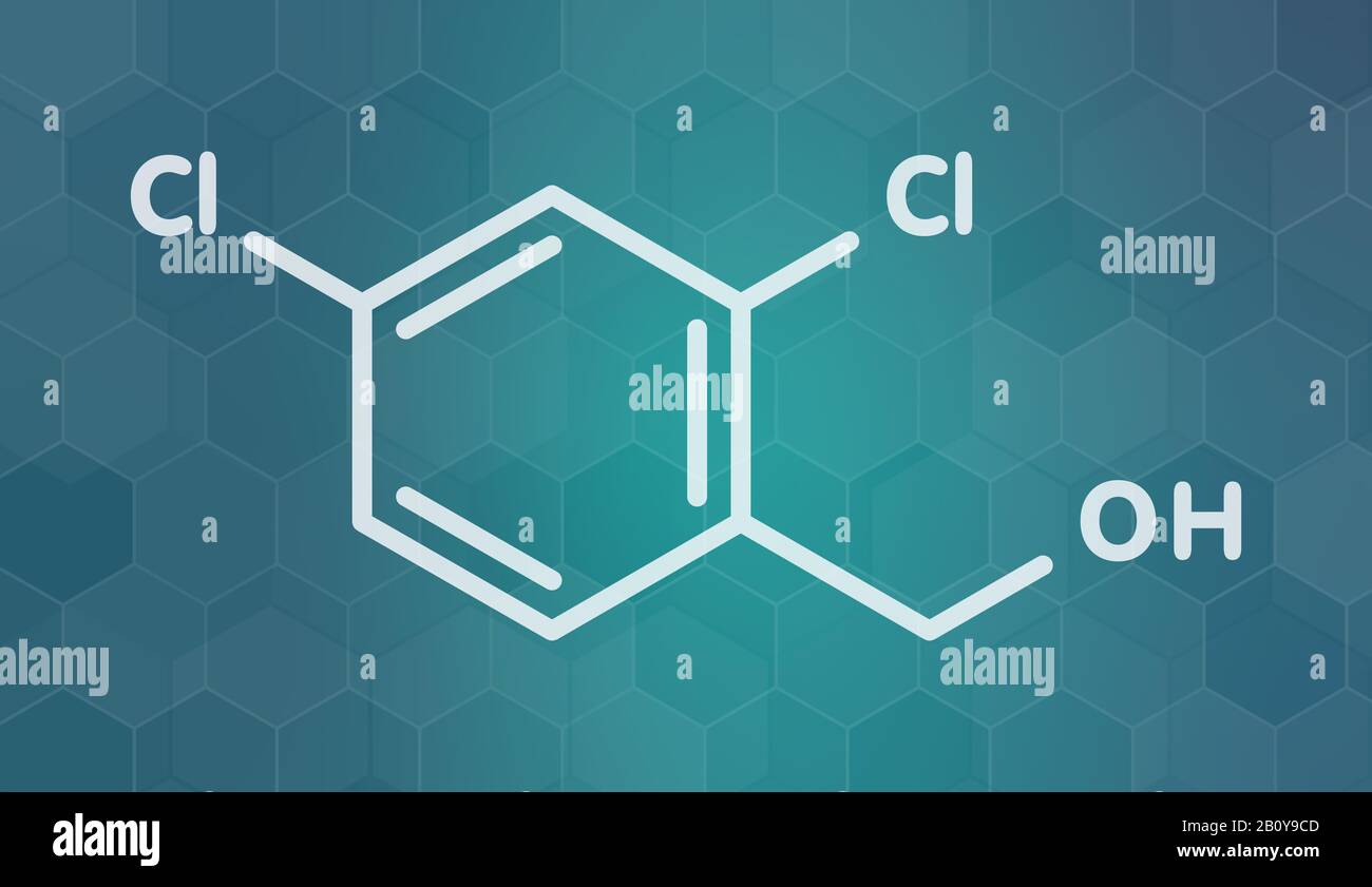 Dichlorobenzyl antiseptic drug molecule, illustration Stock Photo Alamy