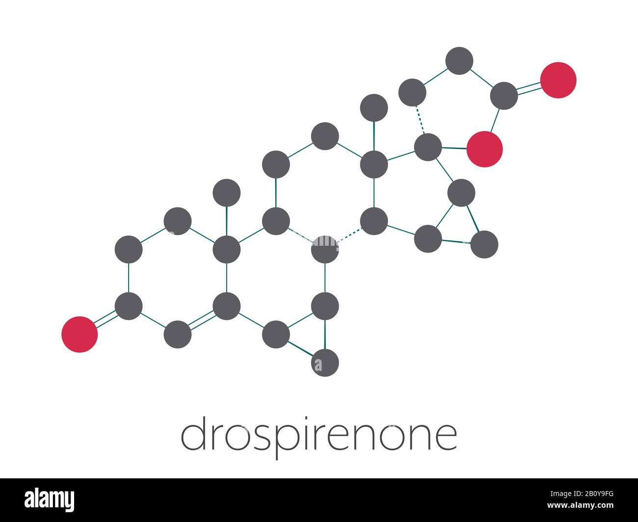 Drospirenone contraceptive drug molecule, illustration Stock Photo