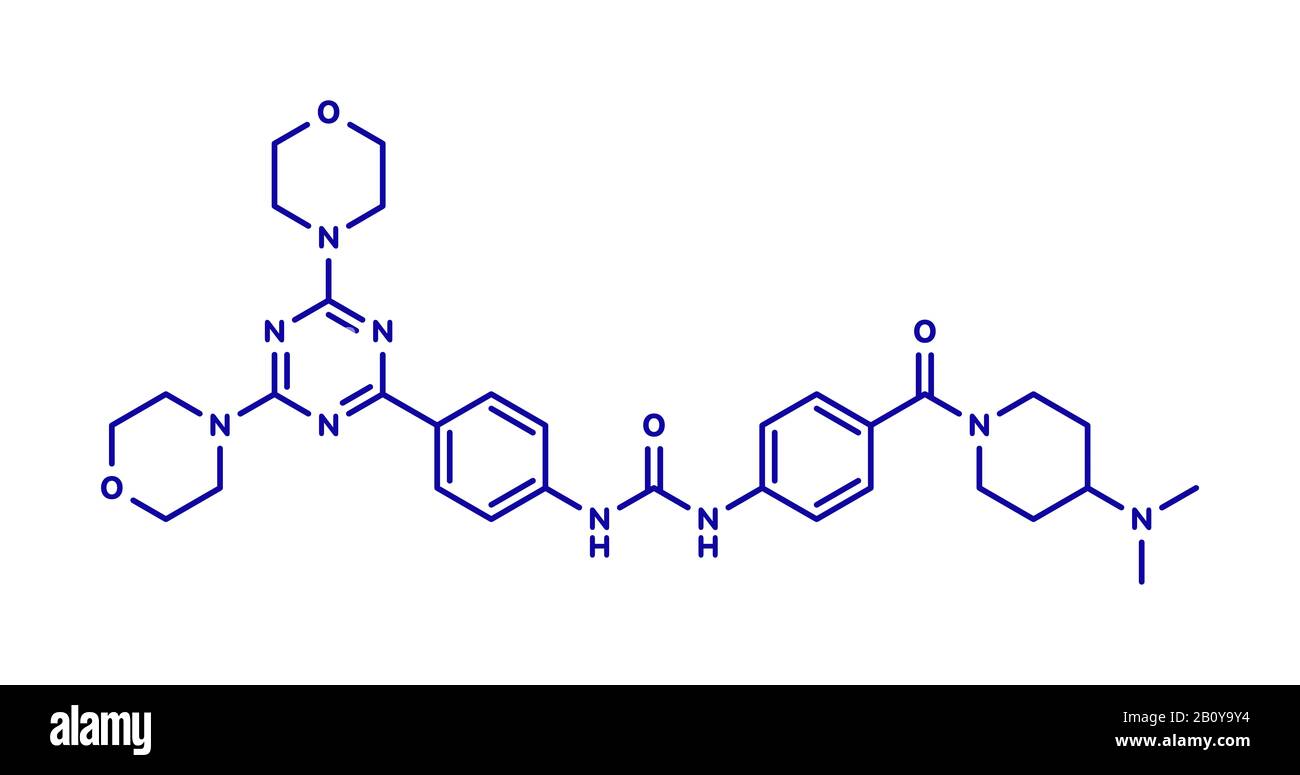 Gedatolisib cancer drug molecule, illustration Stock Photo