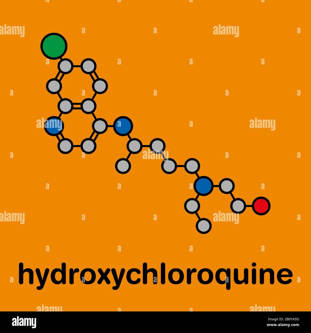 Hydroxychloroquine malaria drug molecule, illustration Stock Photo