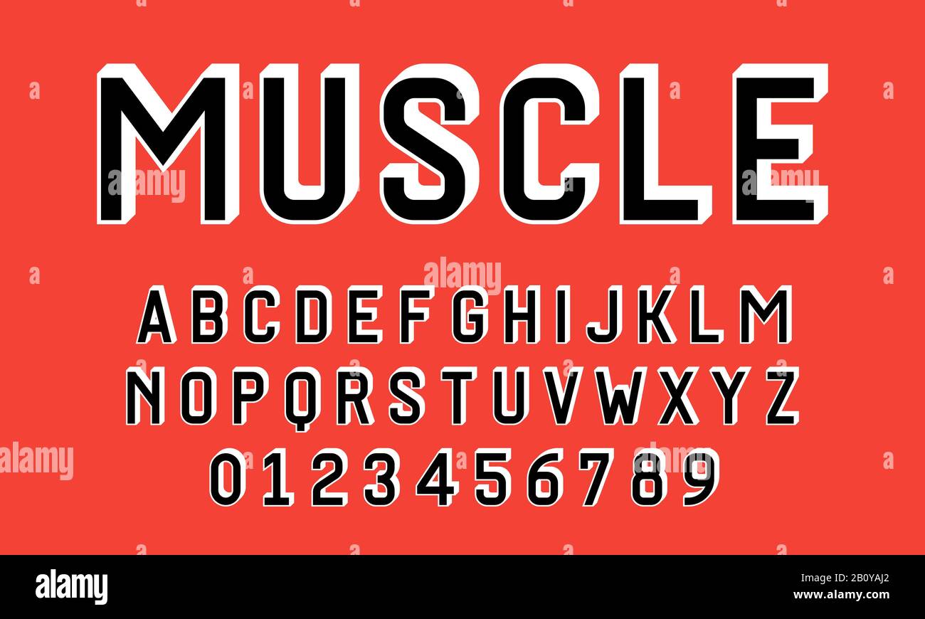 Set of alphabets font letters and numbers modern with 3d concept vector illustration Stock Vector