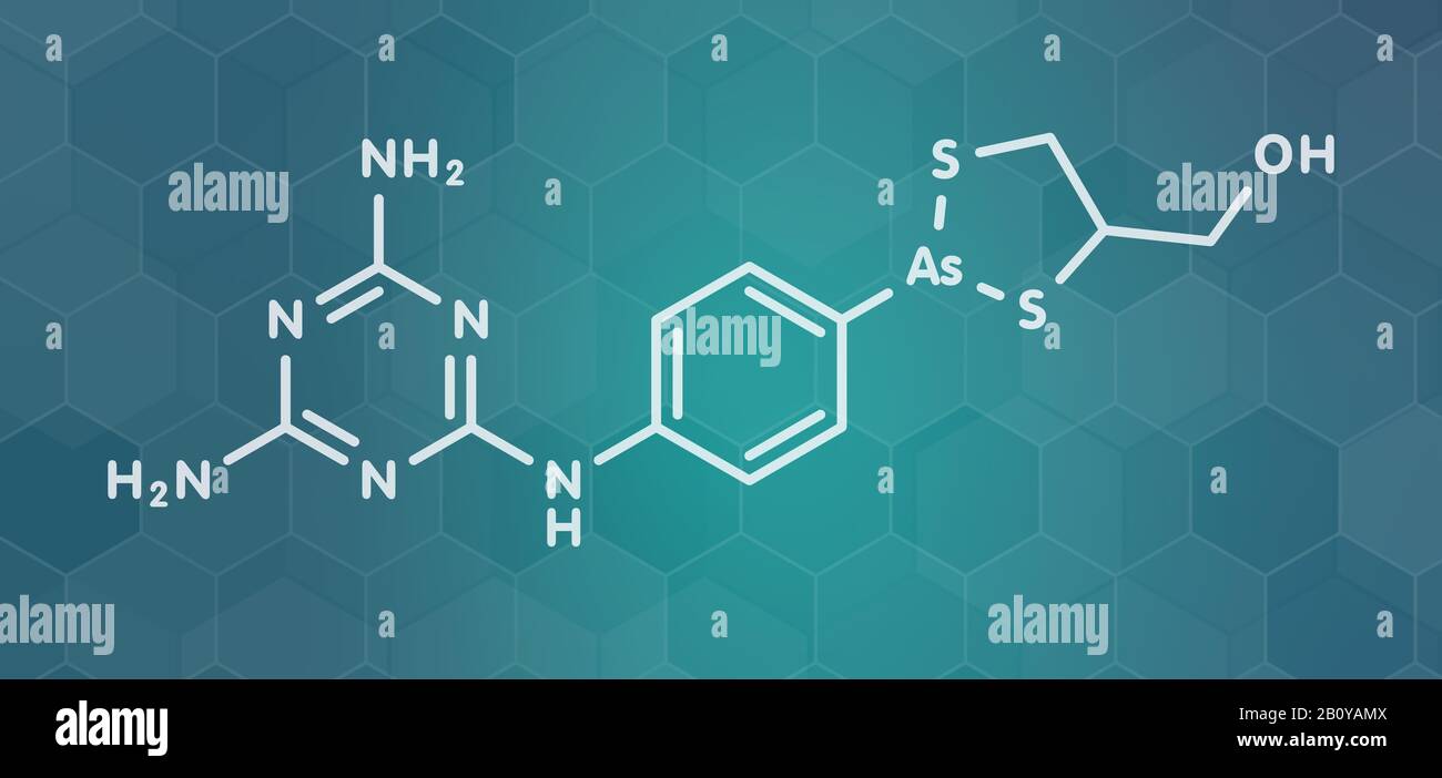 Melarsoprol trypanosomiasis drug molecule, illustration Stock Photo