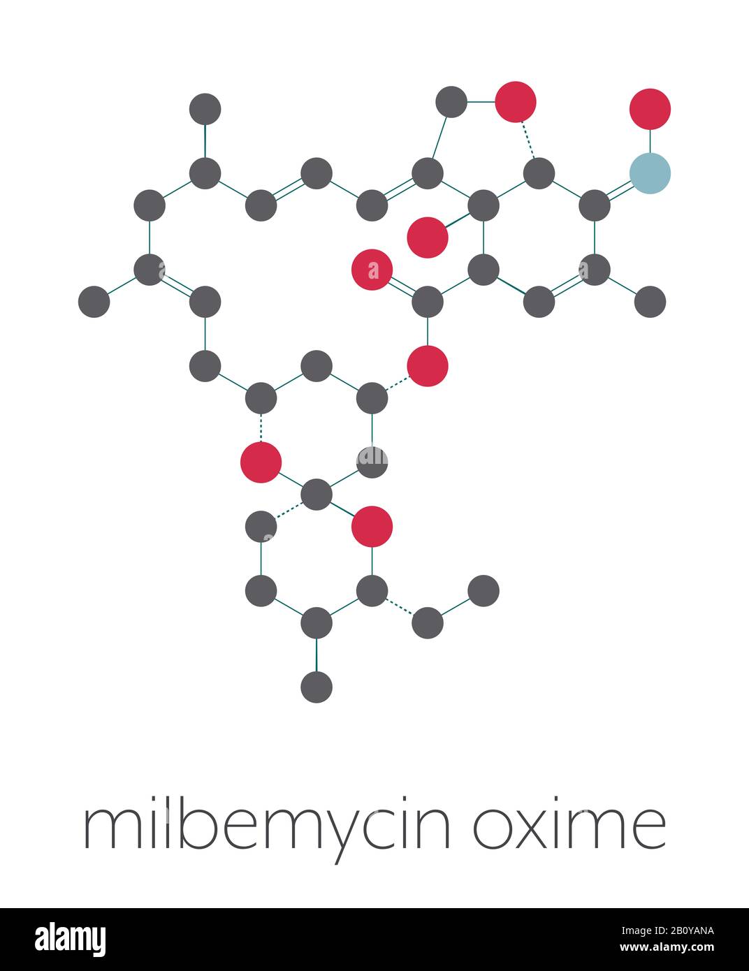 Milbemycin oxime antiparasitic drug molecule, illustration Stock Photo