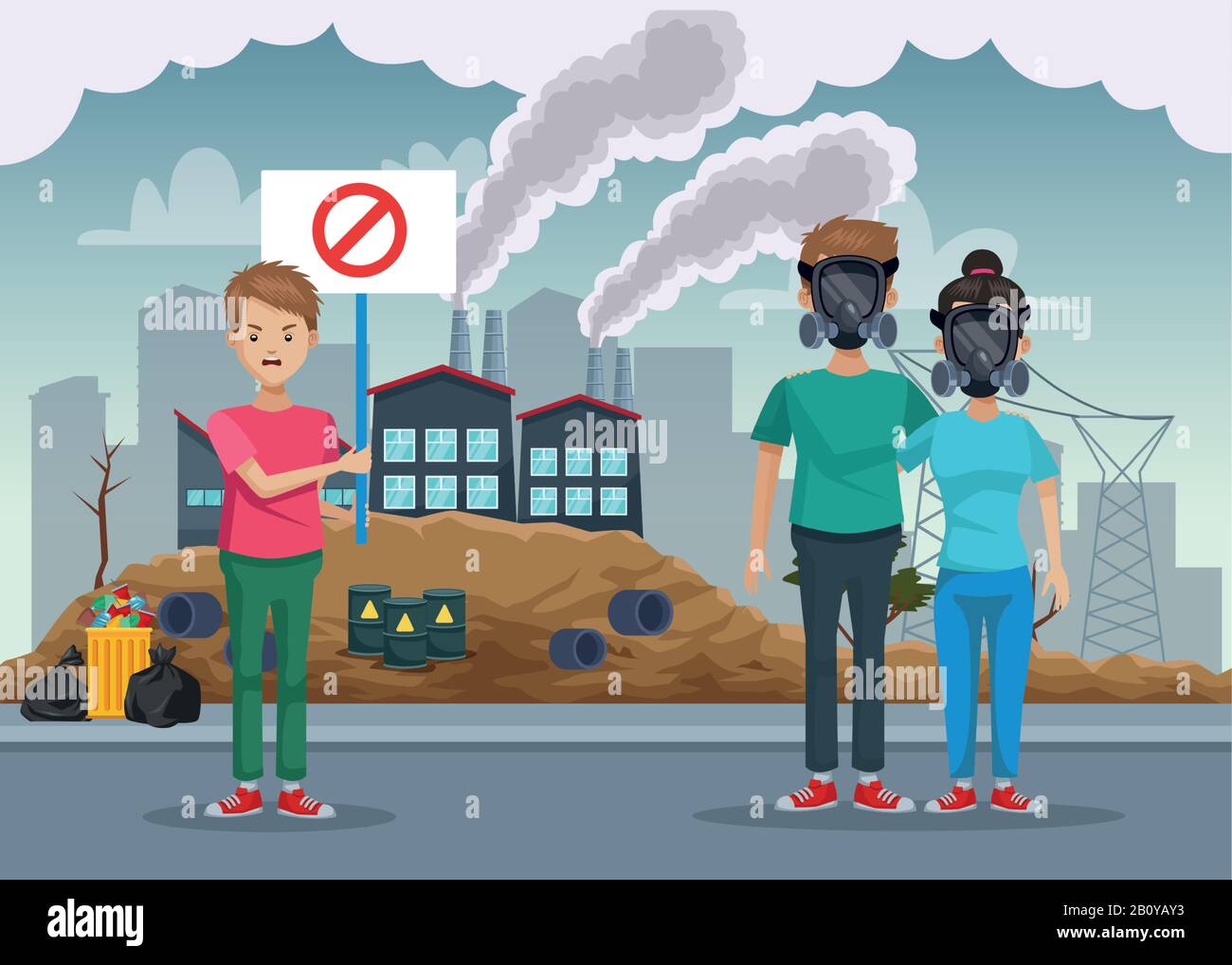 people with mask protection pollution Stock Vector Image & Art - Alamy