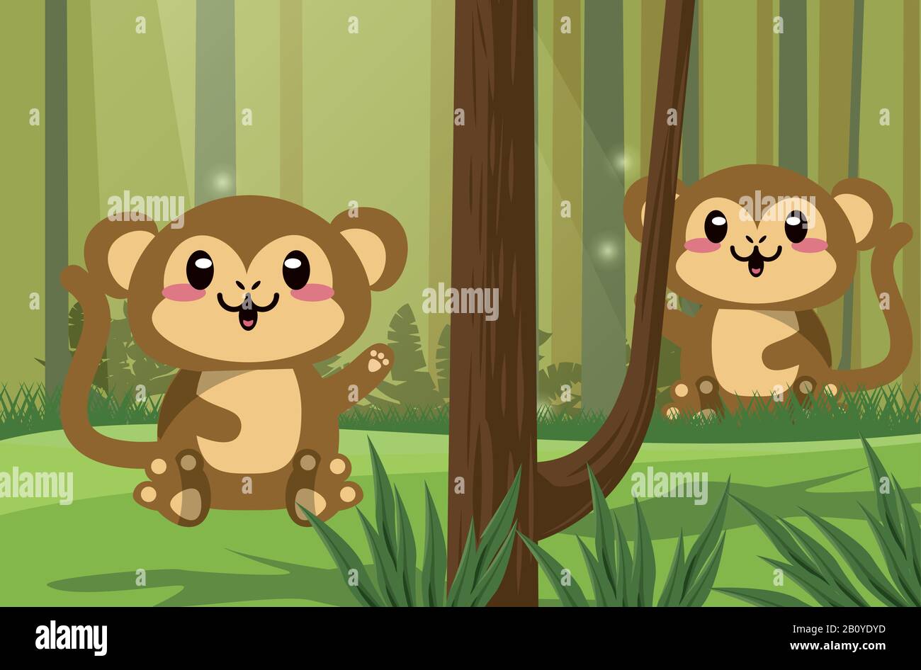 cute monkey wild animal character icon Stock Vector Image & Art - Alamy