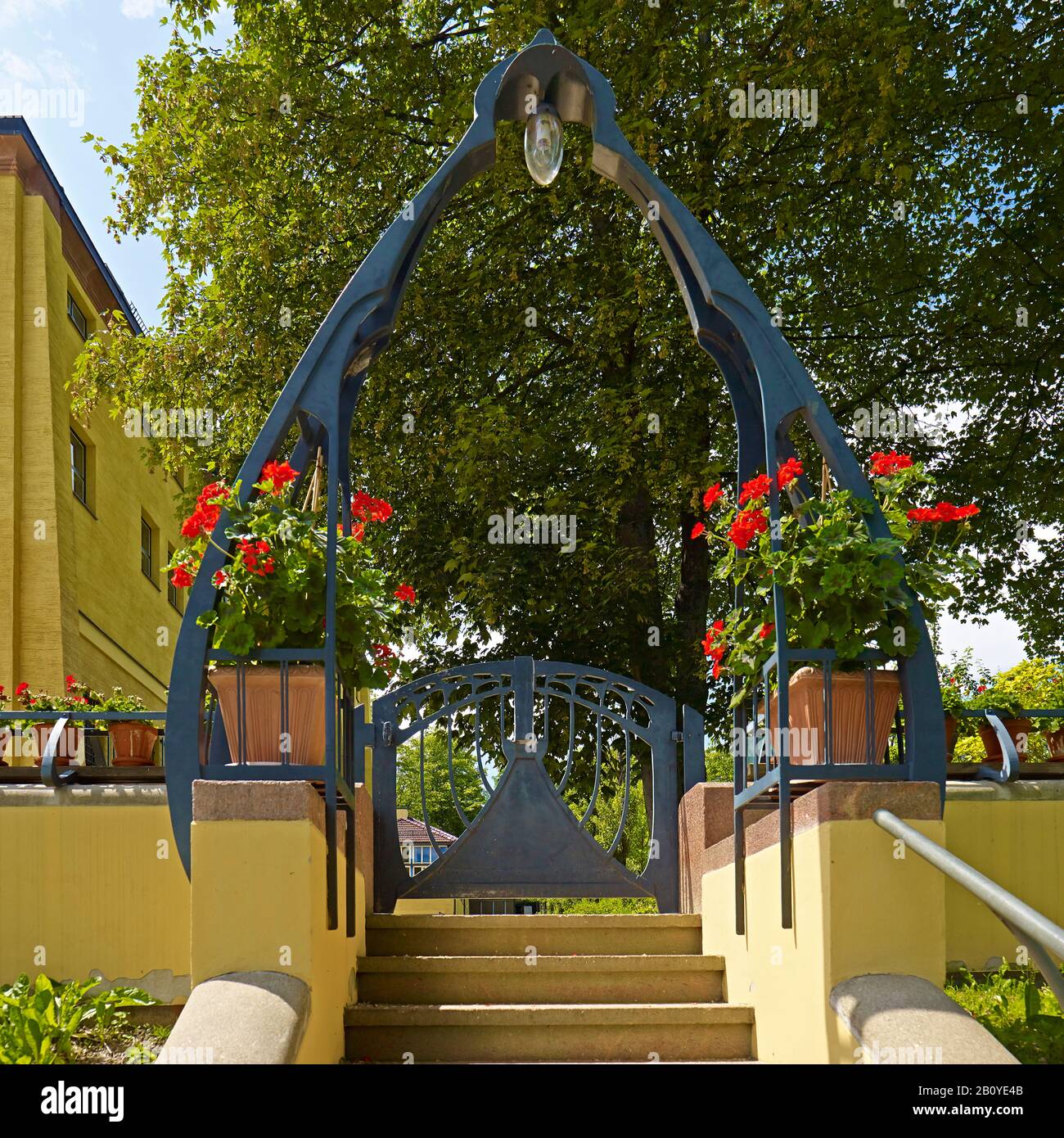 Garden gate of Villa Esche by Henry van de Velde in Chemnitz, Saxony, Germany, Stock Photo